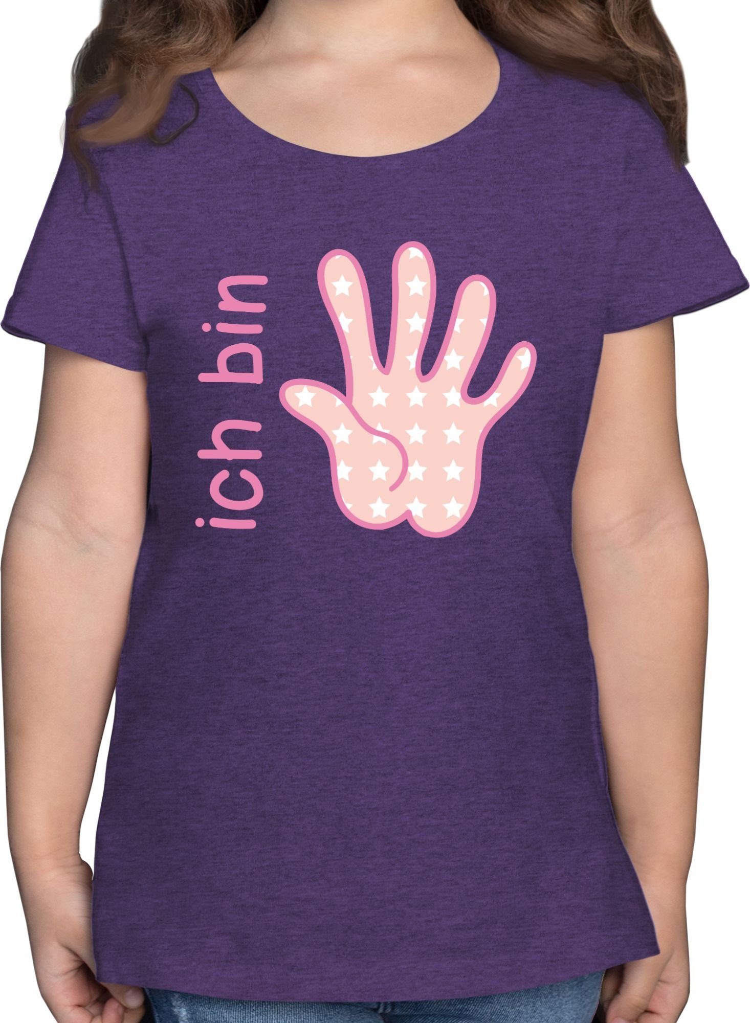 Shirtracer T-Shirt Ich bin fünf Zeichensprache rosa 5. Geburtstag 2 Lila Meliert