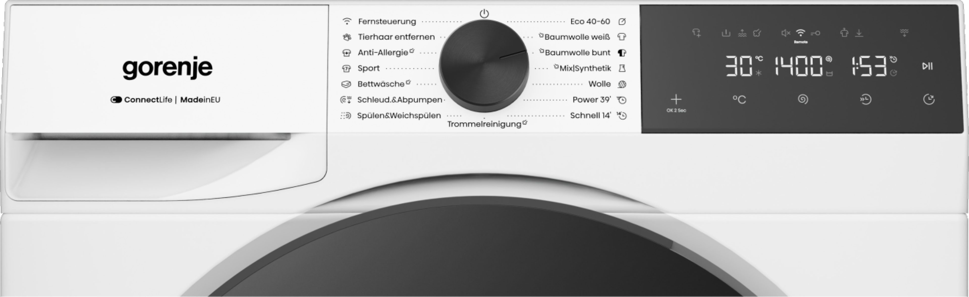 GORENJE Waschmaschine G400 W5G414A4P1, 10 kg, 1400 U/min, 40% besser als Energieklasse A, Trommelreinigungsprogramm