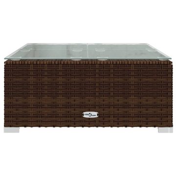 vidaXL Loungesofa Garten-Couchtisch Braun 60x60x30 cm Poly Rattan und Glas, 1 Teile