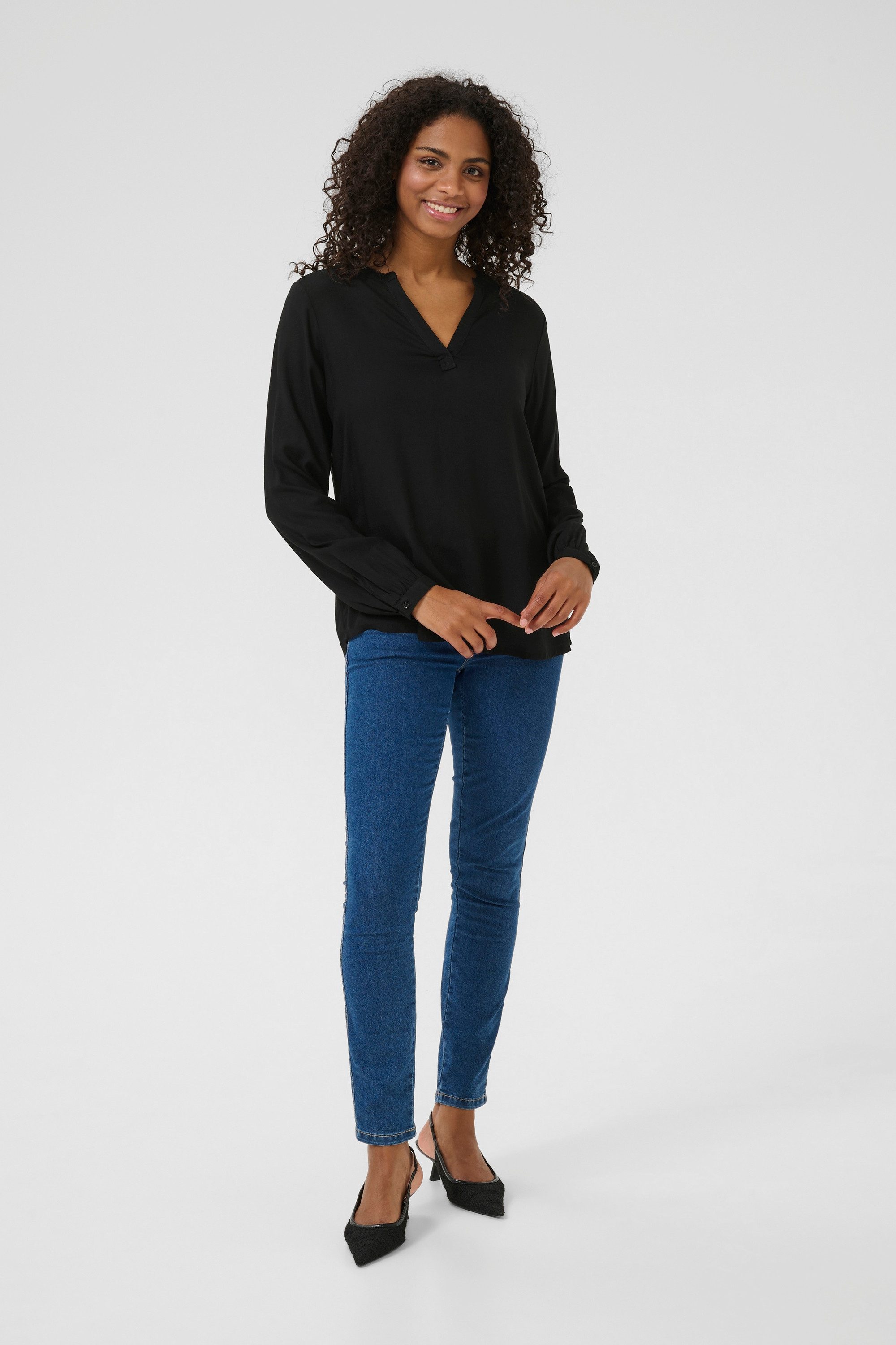 KAFFE Langarmbluse Langarm-Bluse KAcalinda