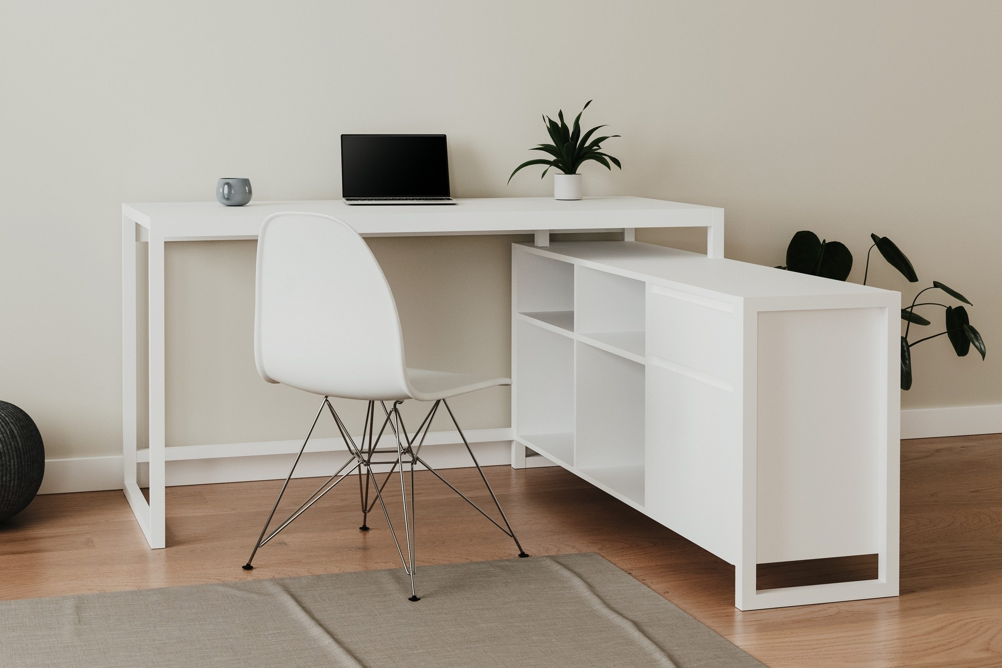 freiraum Eckschreibtisch Denver, in weiß - 139x75x139cm (BxHxT)