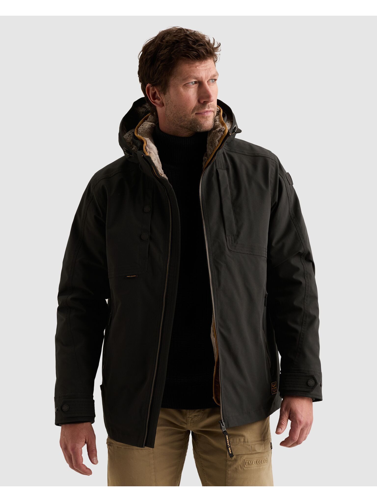 PME LEGEND Winterjacke SNOWPACK Ottoman mit kuscheligem Innenfutter aus Fellimitat - heraustrennbar