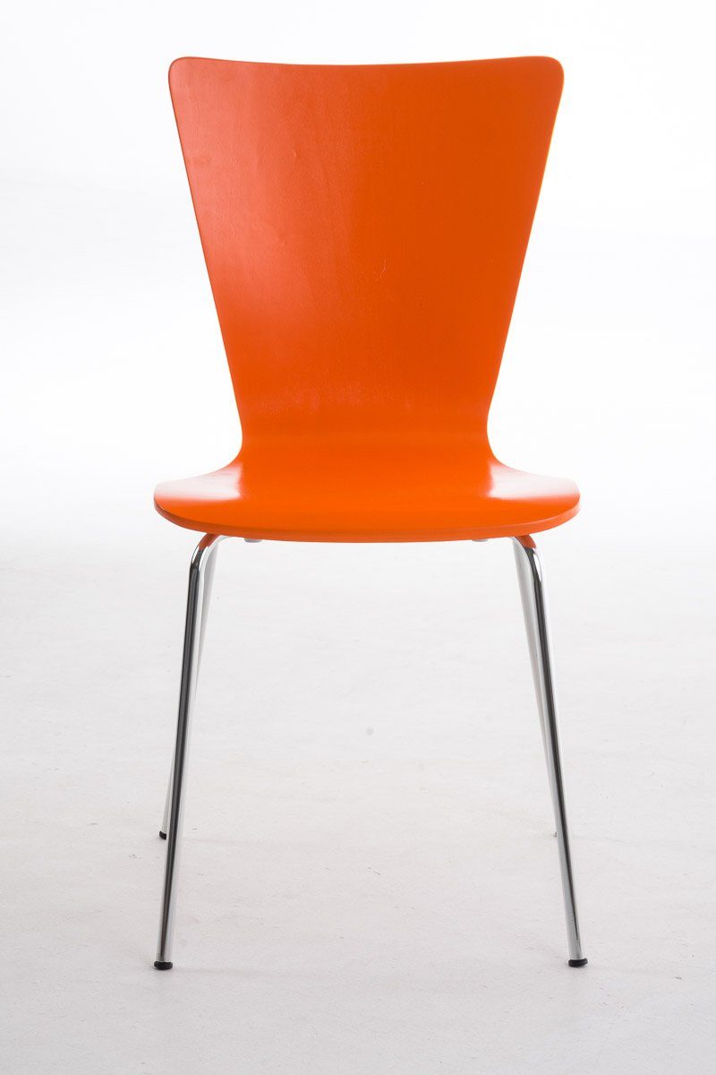 geformter Besucherstuhl Metall, ergonomisch orange Holzsitz Aaron, CLP
