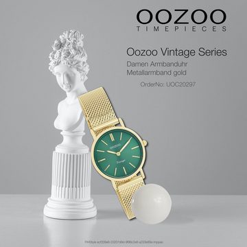 OOZOO Quarzuhr Oozoo Damen Armbanduhr Vintage Series, (Analoguhr), Damenuhr rund, klein (ca. 28mm) Metall, Mesharmband, Casual-Style