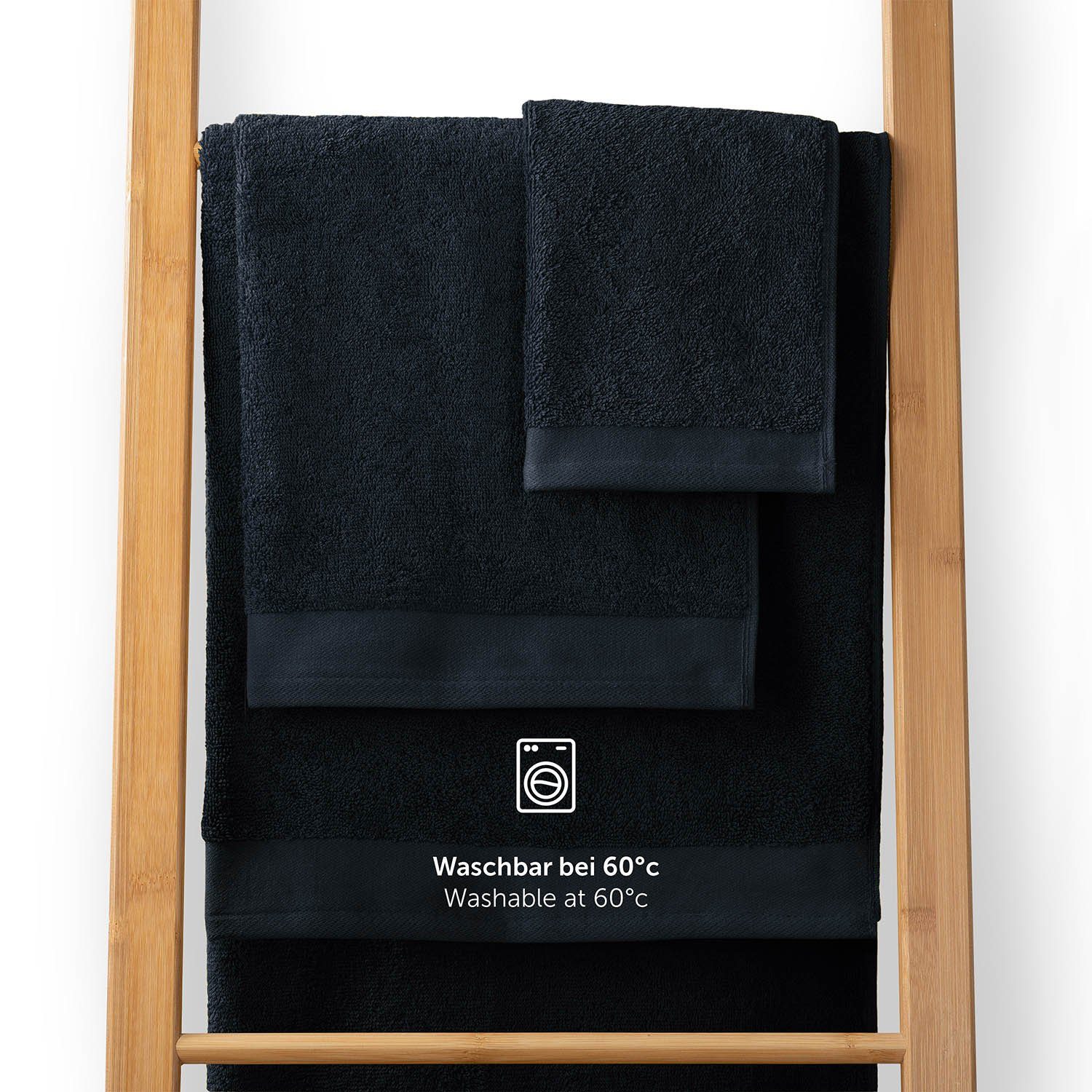Blumtal Handtücher Premium 2er Set saugstark, mit 100% weich Frottier 50x100cm Handtücher Blau Set Frottee Aufhängschlaufen, Handtücher - Dunkel und (2-St), Baumwolle