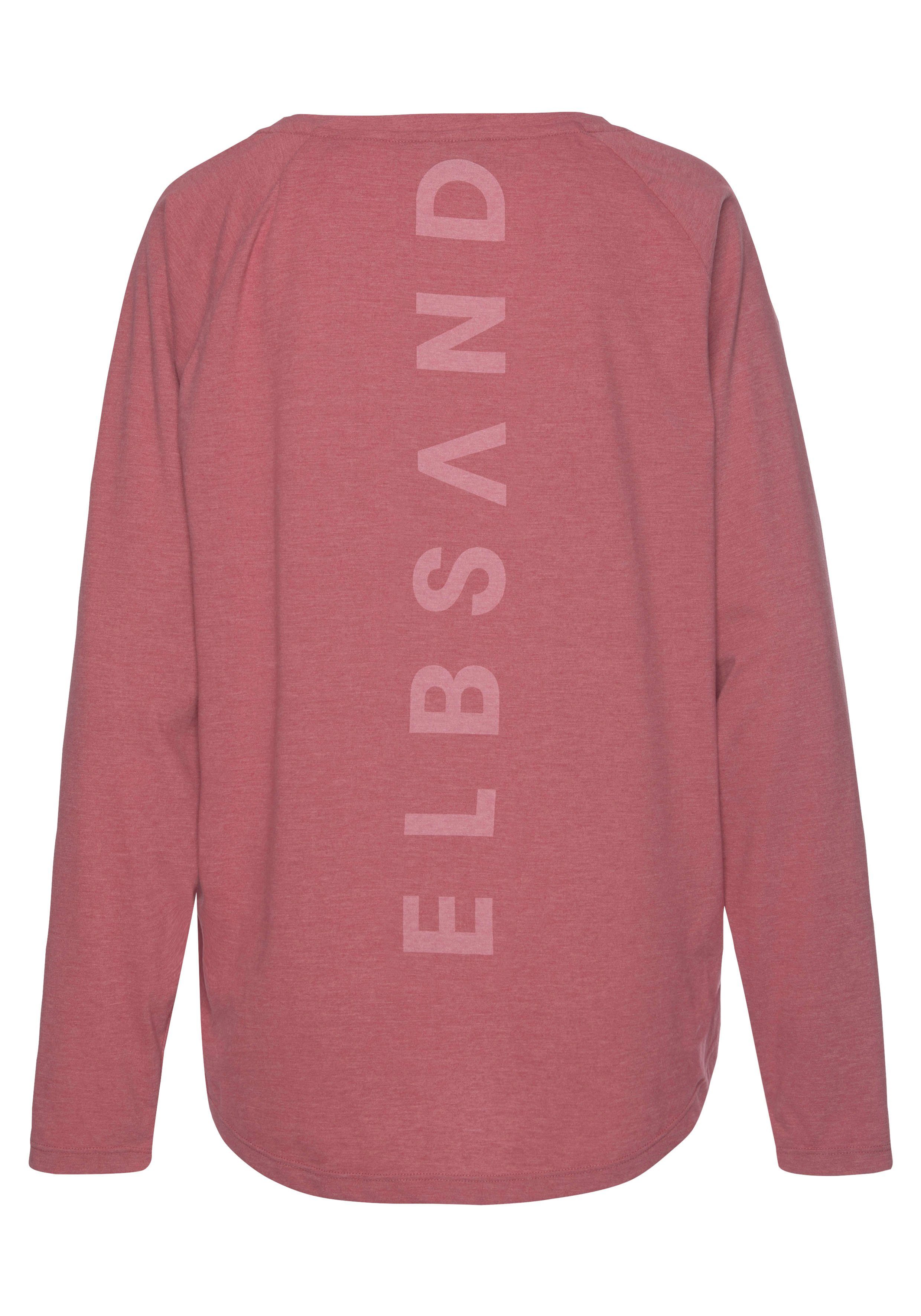 meliert mit Longsleeve mauve sportlich-casual Langarmshirt, Logodruck Elbsand Tira hinten,