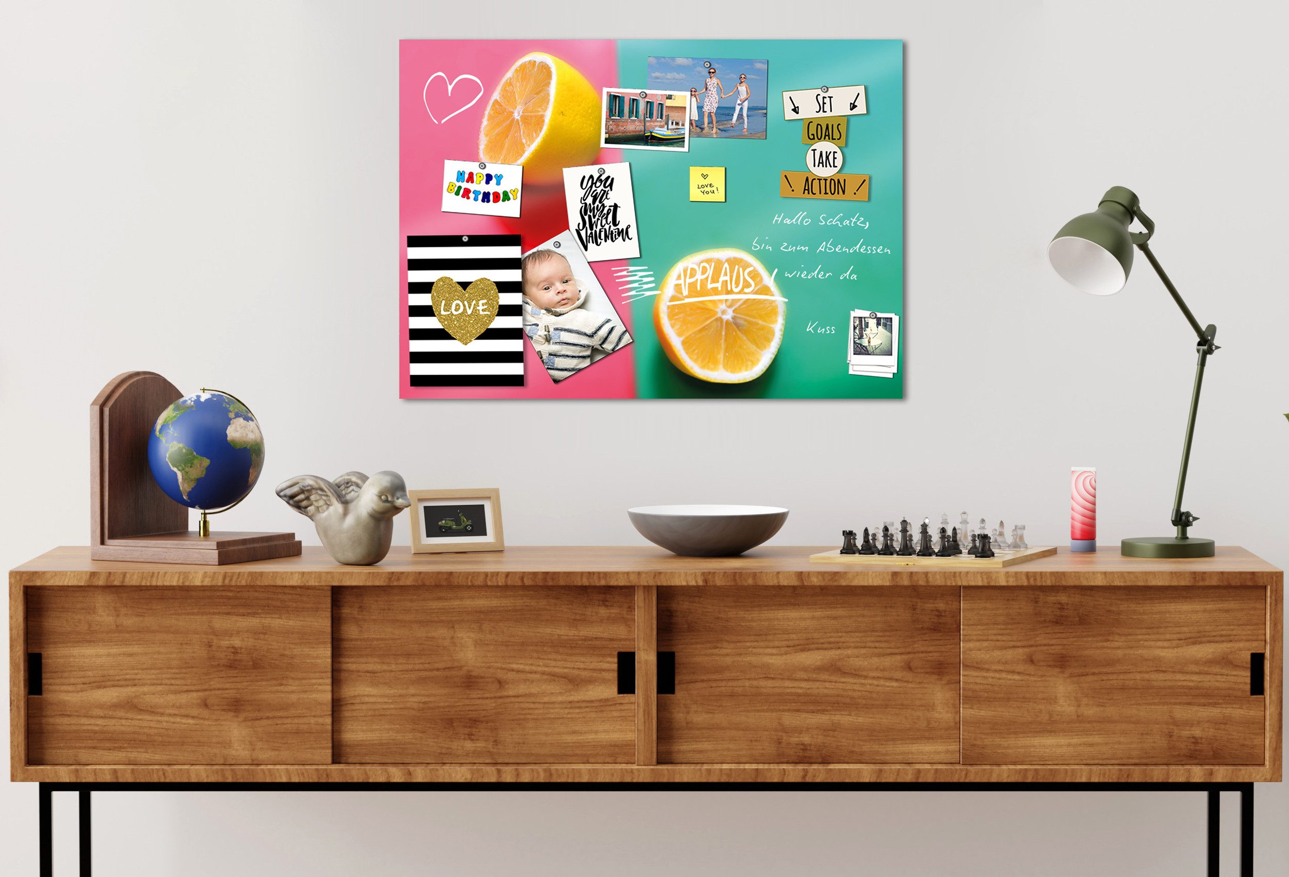 queence Pinnwand Magnetisches Memoboard, Tafel, Kalender, Wandkalender, Marker, Hochwertiges Acrylglas, zum beschriften und magnetisch