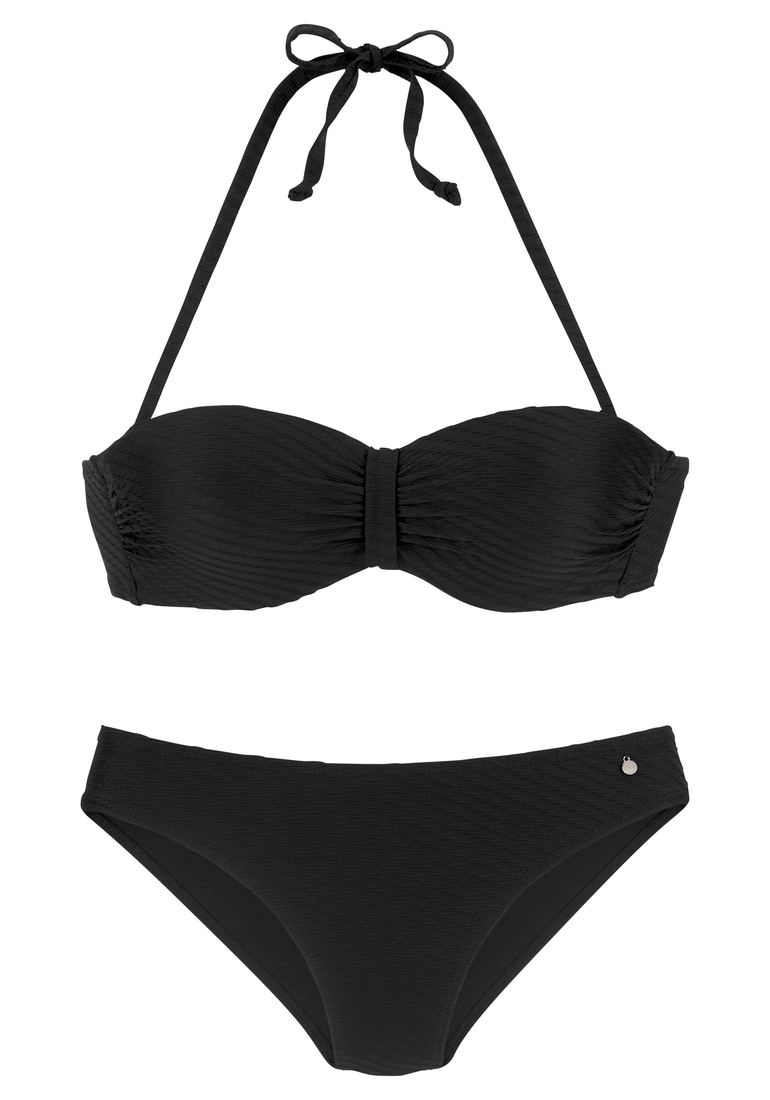 Bügel-Bandeau-Bikini s.Oliver Strukturware schwarz