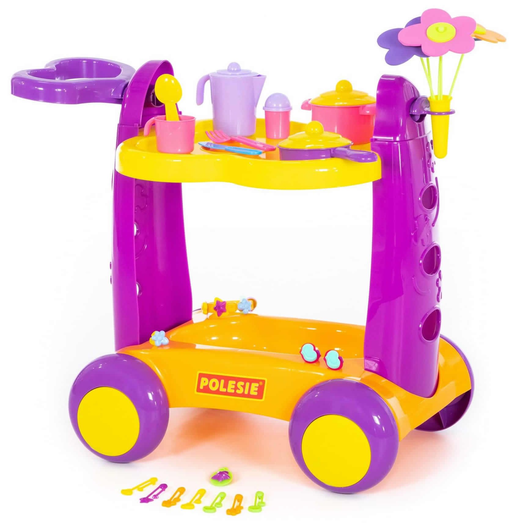 Polesie Spielgeschirr Servierwagen mit Tablett und Zubehör Speiseservice, (Set)