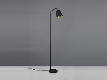 meineWunschleuchte LED Stehlampe, Dimmfunktion, LED wechselbar, Warmweiß, Retro Leselicht Büro Ecke dimmbar Schwarz-Gold Stoffschirm Große 148cm