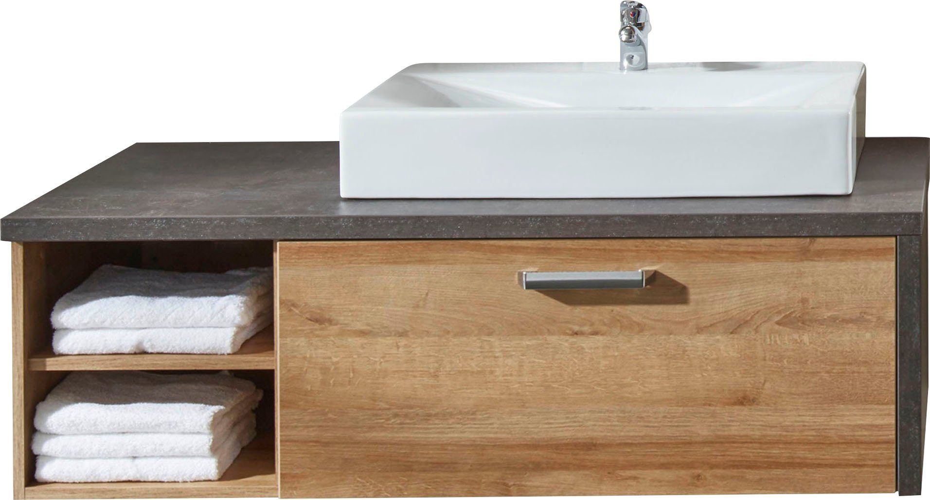 welltime Waschtisch Bilbao, Waschtisch mit Metallgriff, 2 Fächern und Mineralgusswaschbecken. Reduzierter Preis € 589,99. Unverbindliche Preisempfehlung € 749,00