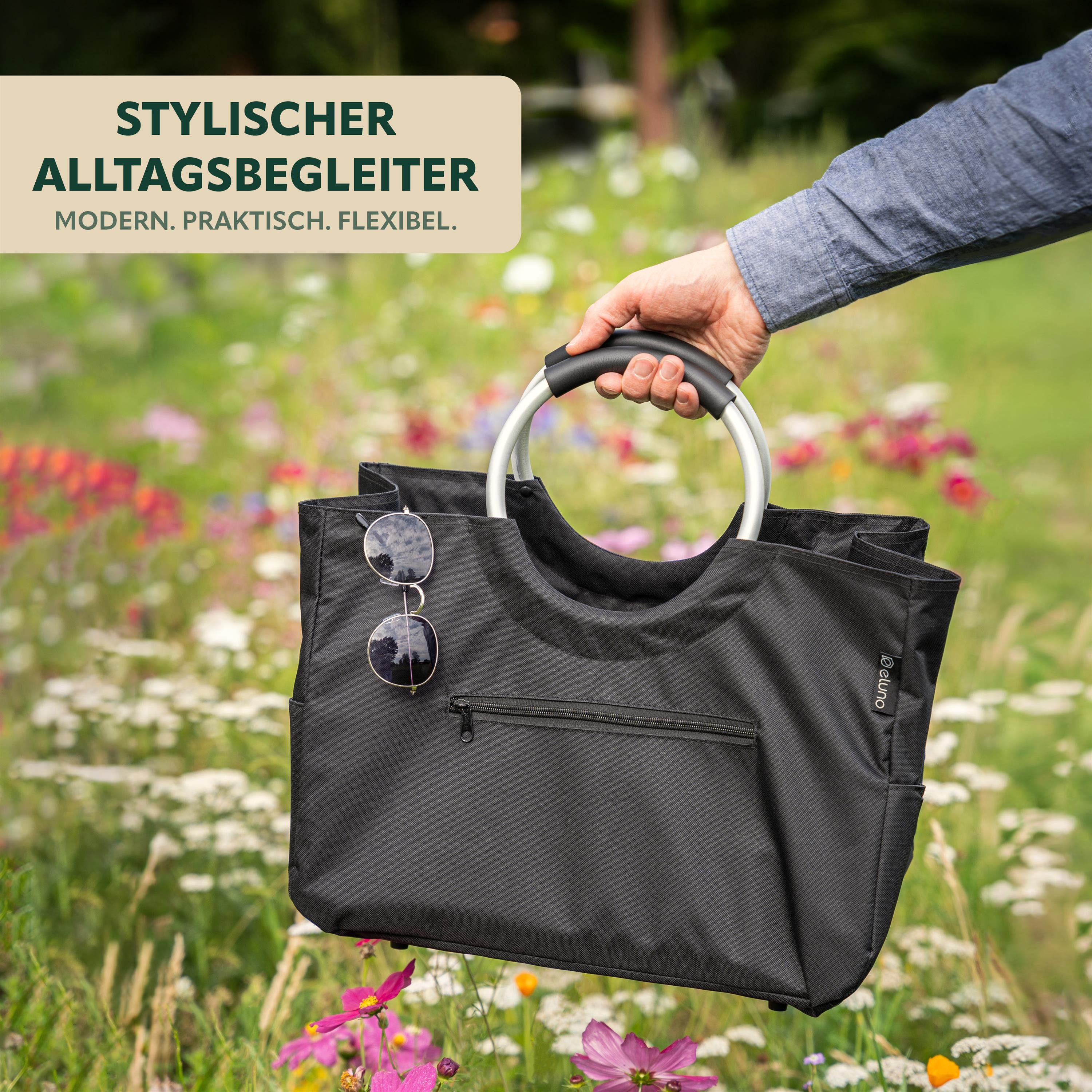 eluno Einkaufskorb WARWE, Polyester wasserabweisend, schwarz 43 x 29,5 x 23 günstig online kaufen