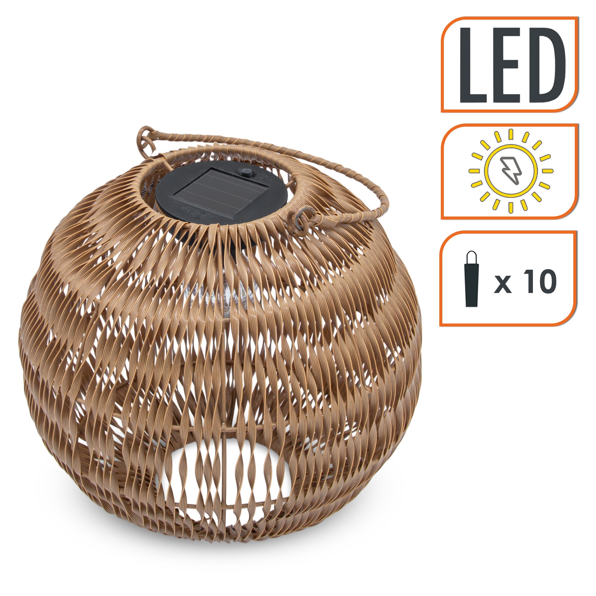 Spetebo Dekoobjekt LED Solar Kugel in Flechtoptik (27 cm, 1 St., warm weiß), Garten Kugelleuchte zum Hängen
