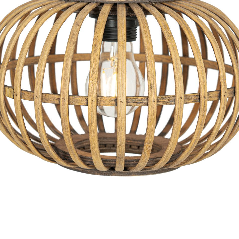 Qazqa Pendelleuchte Amira, ohne Leuchtmittel, E27, Naturel, Orientalisch, Bamboo, 3-flammig