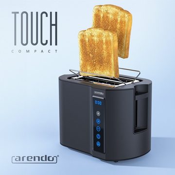 Arendo Toaster, 2 kurze Schlitze, für 2 Scheiben, 800 W, Kurzschlitz, Brötchenaufsatz, Wärmeisoliertes Gehäuse, Display, Touch