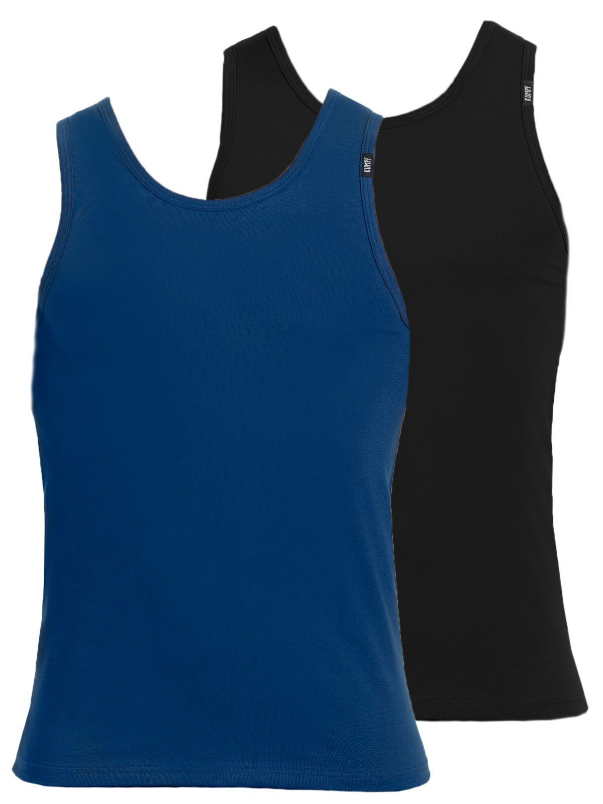 KUMPF Achselhemd 2er Sparpack Herren Unterhemd Bio Cotton (Spar-Set, 2-St) hohe Markenqualität darkblue schwarz