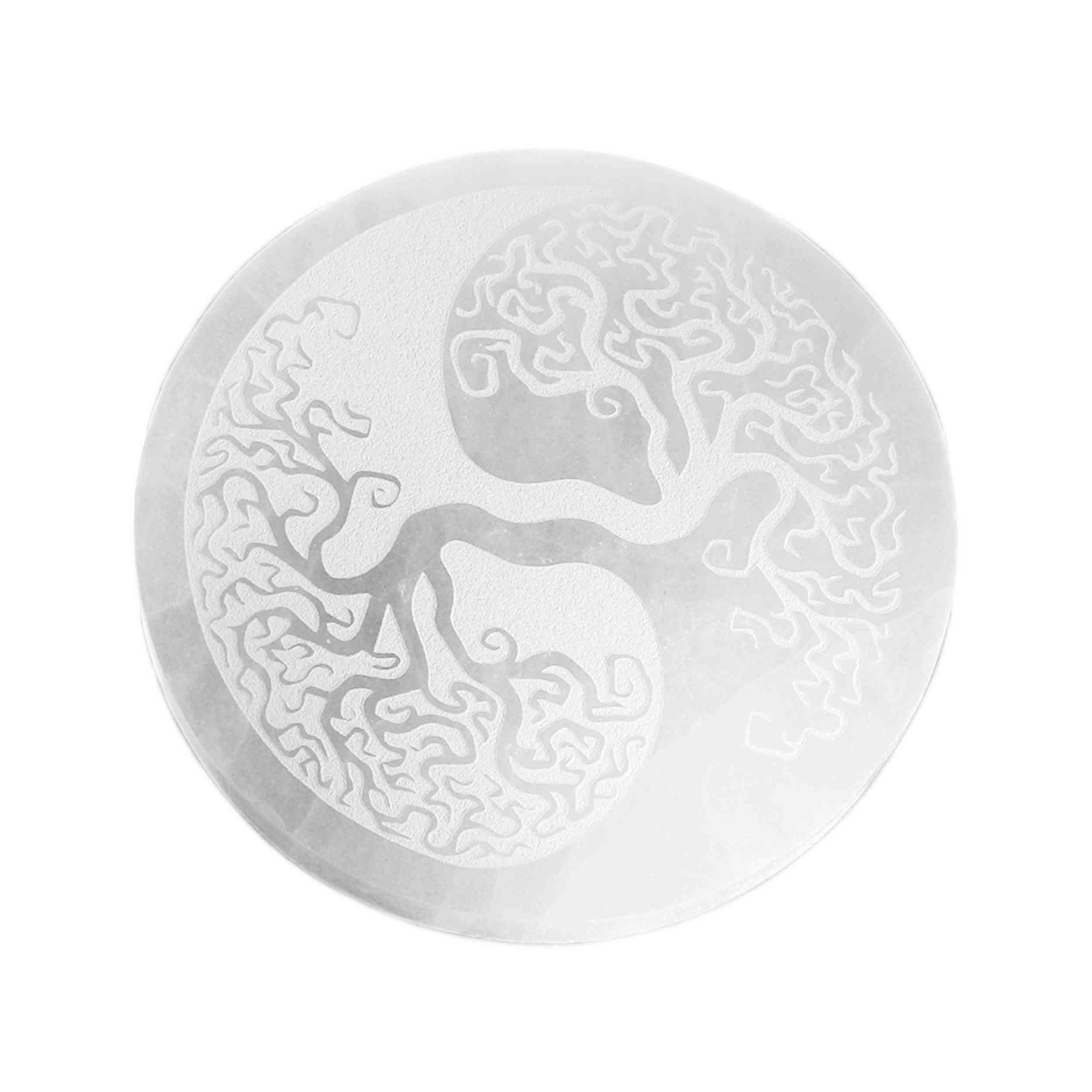 NKlaus Edelstein Selenit Yin Yang Lebensbaum 14,5 cm, Meditation