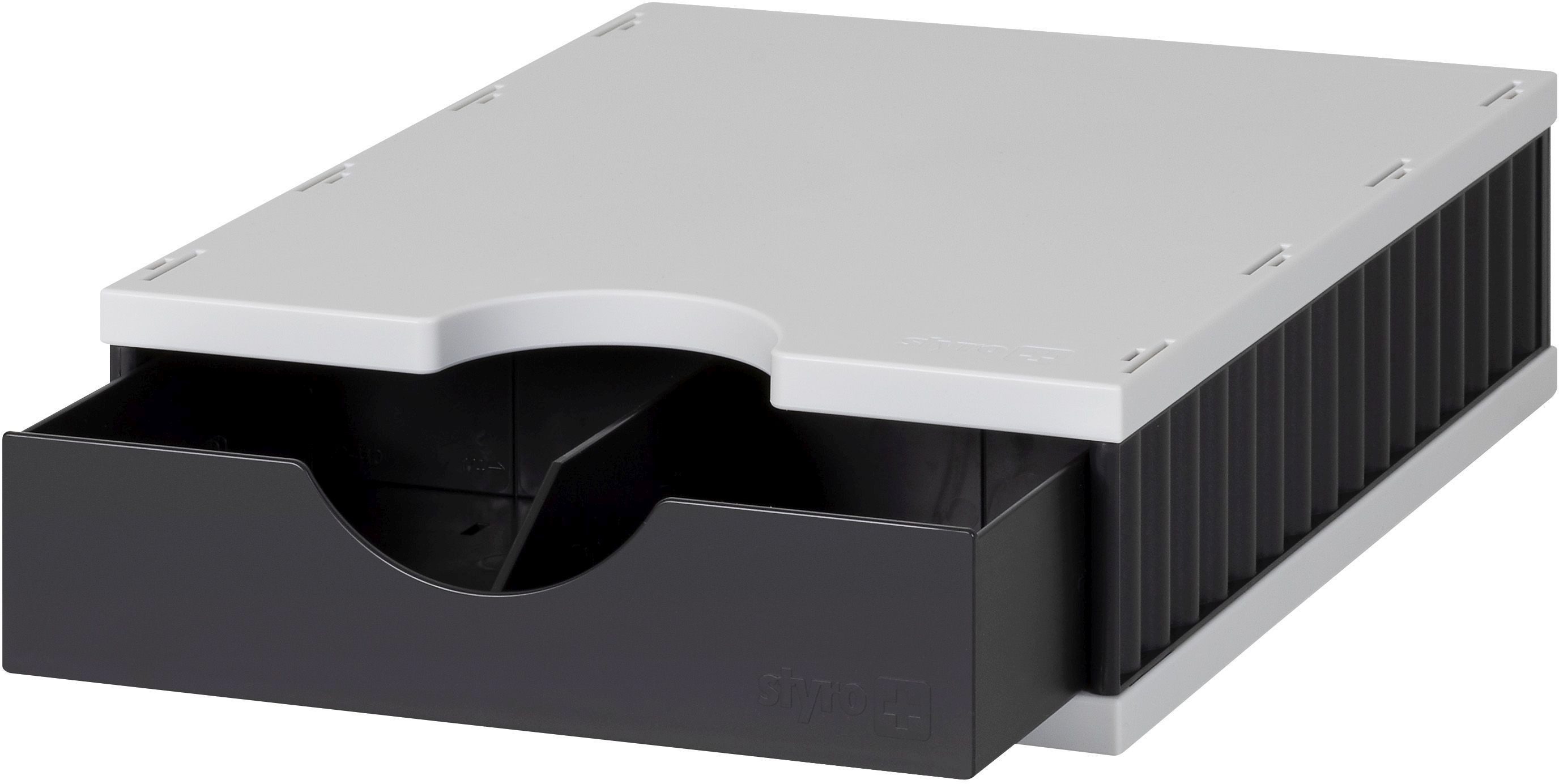 STYRO Organizer Aufbewahrungsbox styrodoc uno Set 1 Fach schwarz/grau Schublade schwar
