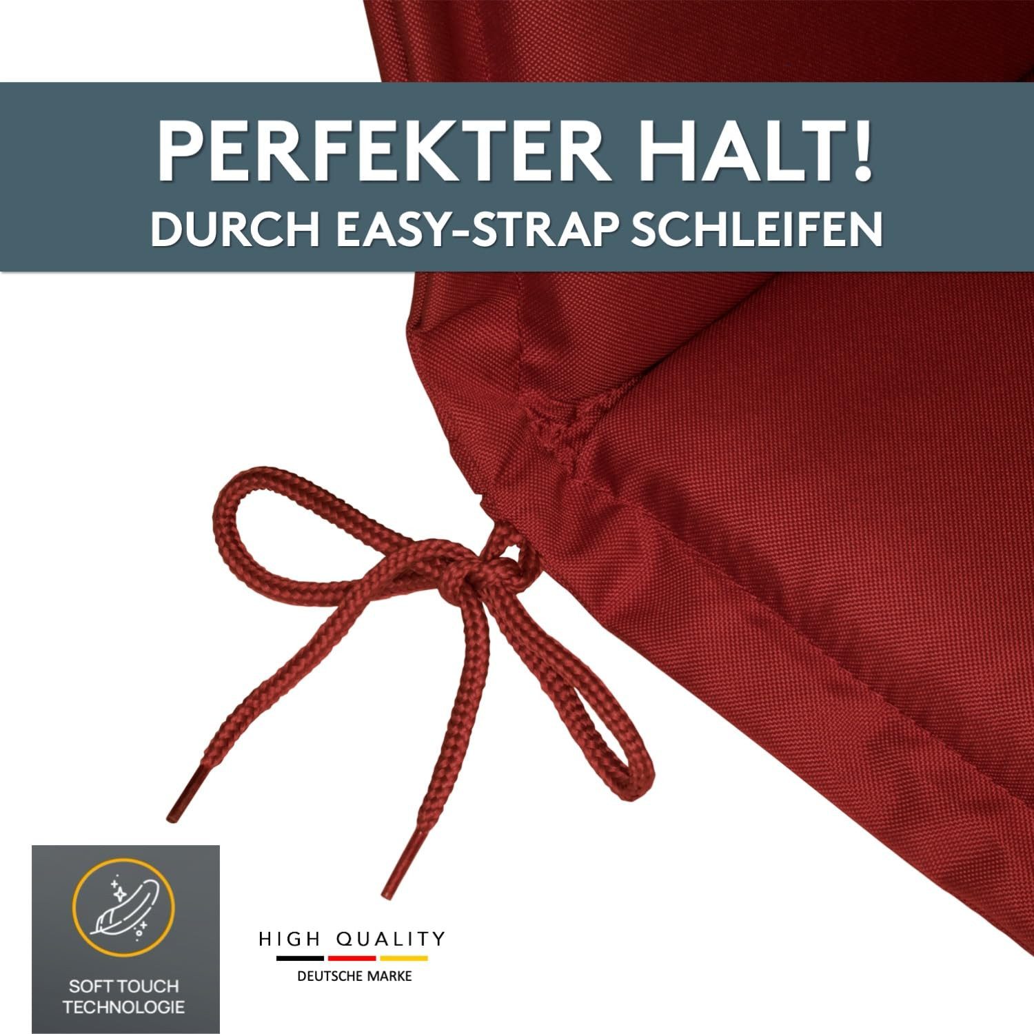 LILENO HOME Hochlehnerauflage Gartenstuhl Auflage, bequeme Sitzauflage für Gartenmöbel, Stuhlkissen, (1er Set), Polsterauflage Rot, Stuhlauflagen, Auflagen Hoch – Bild 5 von 5