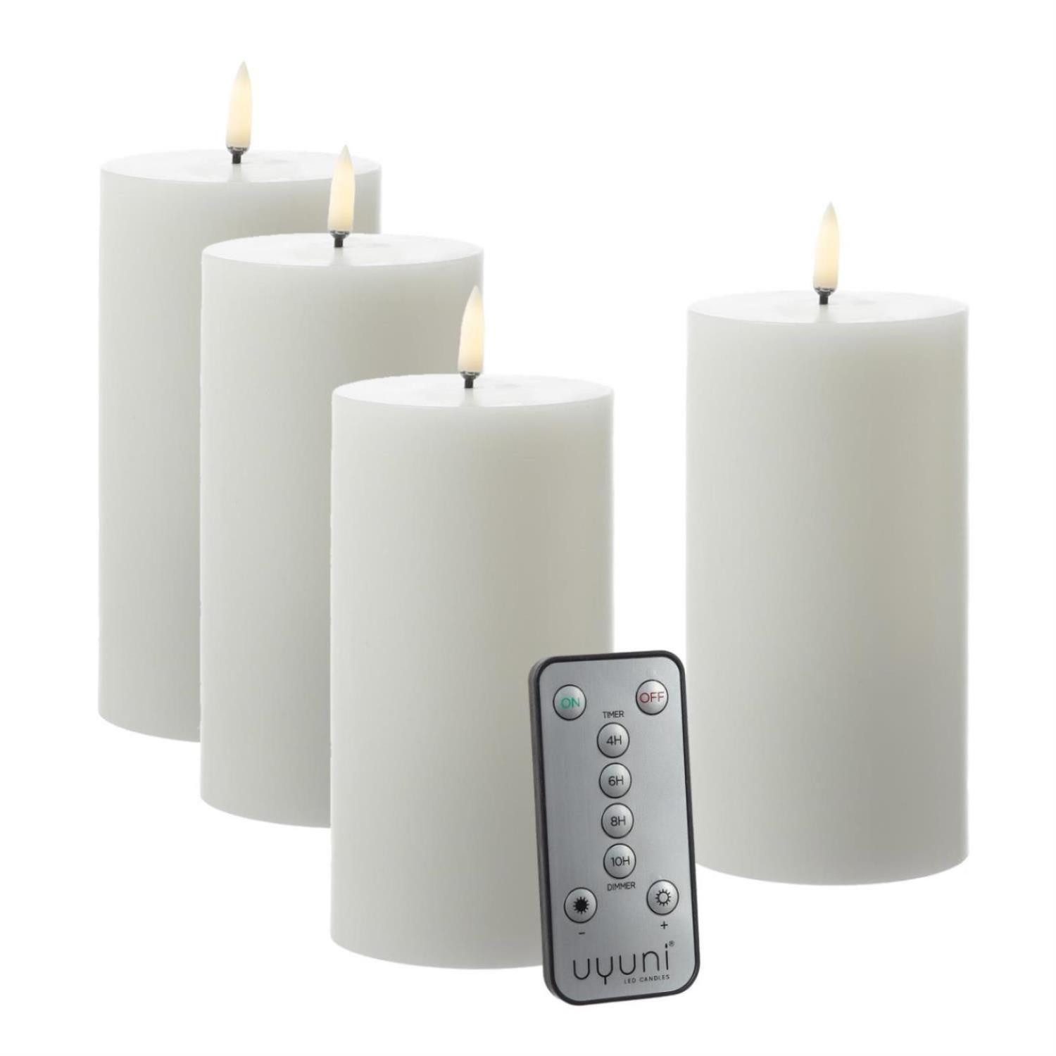 UYUNI Lighting LED-Kerze LED Kerzenset THEA Uyuni H: 15cm mit Batterien Fernb. 4er Set weiß (4-tlg)
