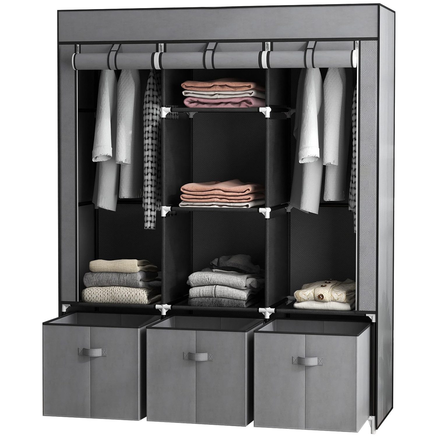 BlingBin Kleiderschrank Stoffschrank mit Kleiderstange, Schublade, günstig online kaufen