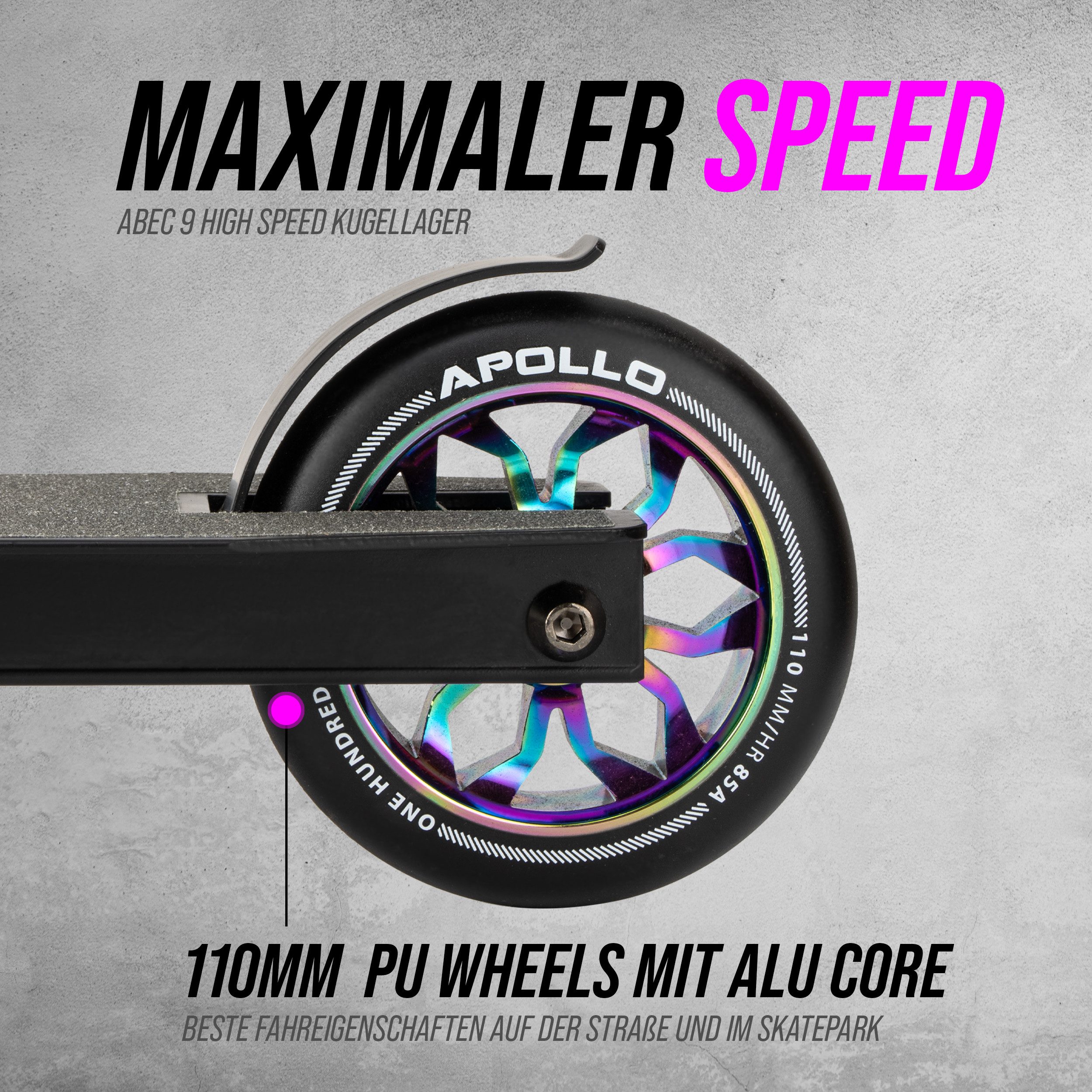 Apollo Stuntscooter Hawk - Scooter für Erwachsene, Jugendliche und Kinder ab 6 Jahren, extra breite Trittfläche & stabiler Lenker