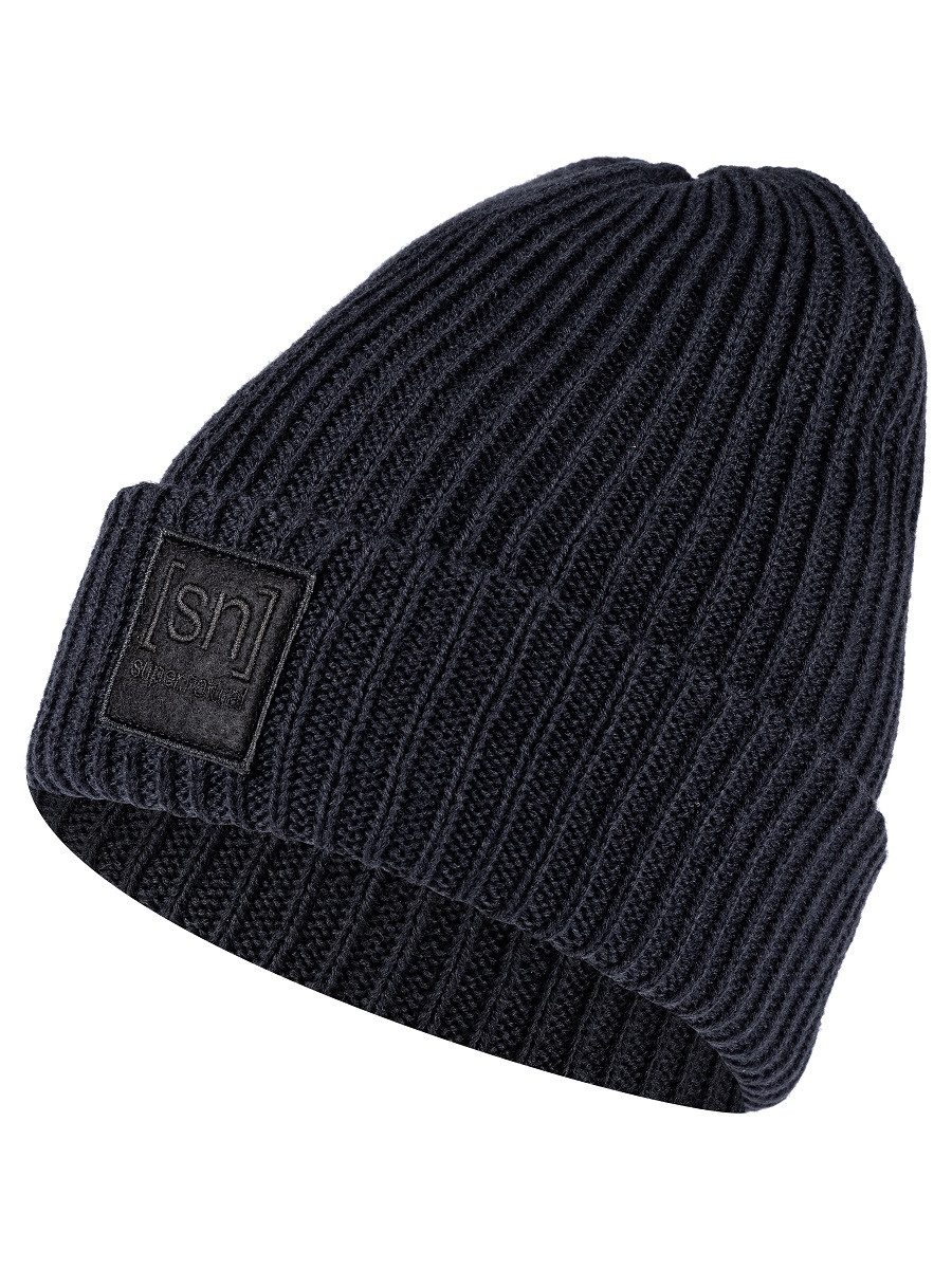 SUPER.NATURAL Beanie Wintermütze Julie (Merinowolle, ideale Thermoregulation) schwarz