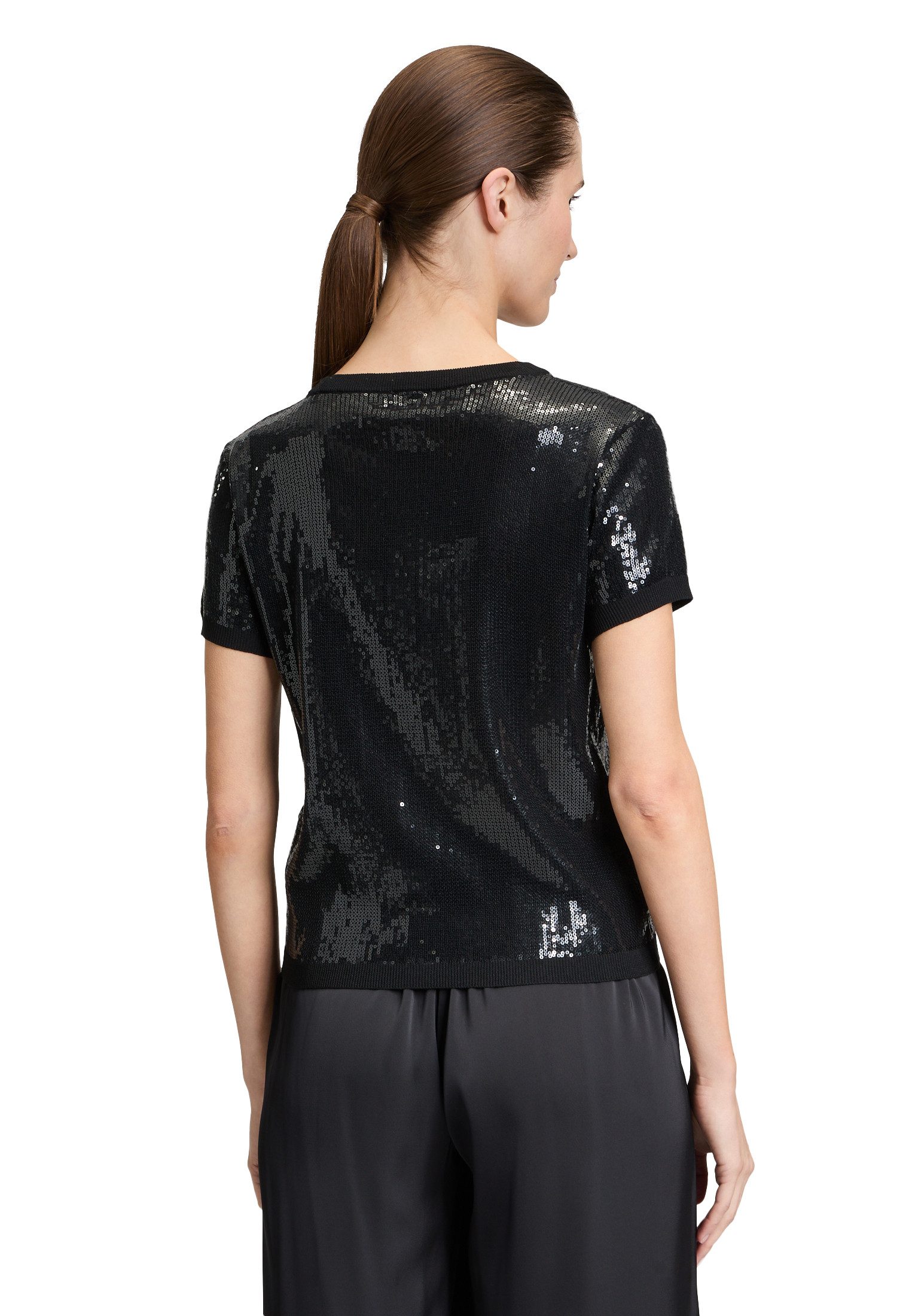 Vera Mont Kurzarmshirt Damen mit Rundhalsausschnitt (1-tlg) Pailletten