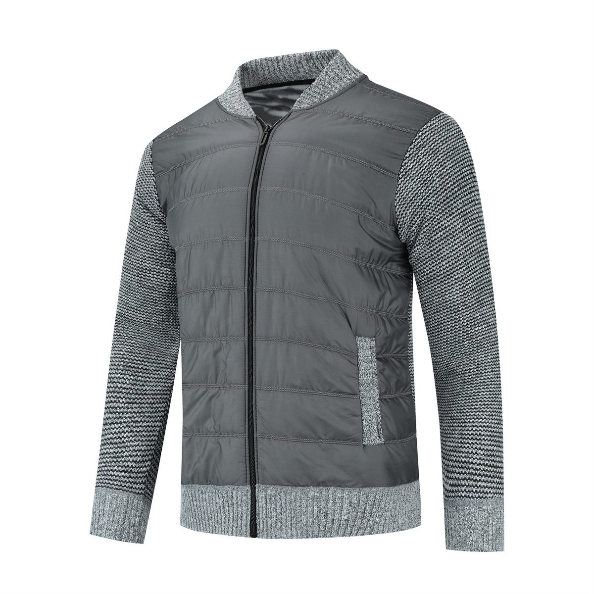 Allthemen Strickjacke Herren Patchwork-Design Cardigan mit Reißverschluss
