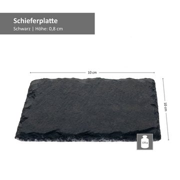 Platzset, 4er Set Schieferplatte 10x10cm Schwarz - 23464680, MamboCat
