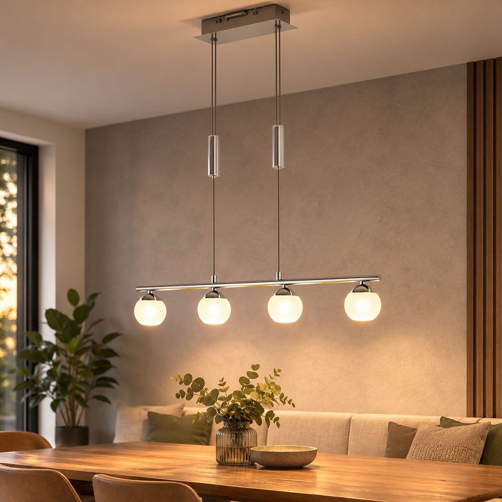 EGLO LED-Hängeleuchte, Leuchtmittel inklusive, Warmweiß, LED Hängeleuchte Stahl Chrom Höhenverstellbar Warmweiß 3000K H 175 cm