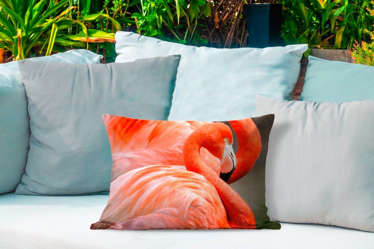 Dekokissen Flamingos Outdoor-Dekorationskissen, stehen Kissenhülle Zwei Dekokissenbezug, MuchoWow Polyester, nebeneinander,