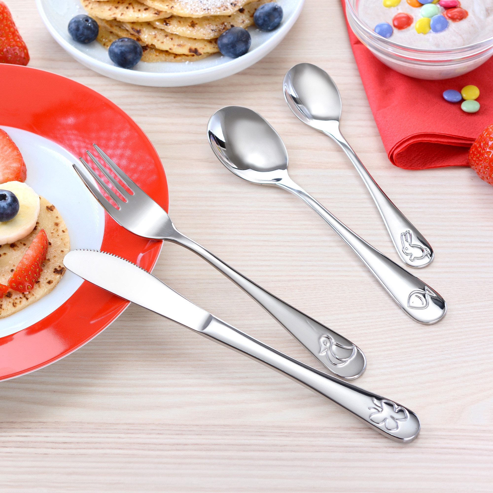 GRÄWE Kinderbesteck GRÄWE Kinderbesteck TIERE 4-teilig Edelstahl 18/10, Edelstahl 18/10