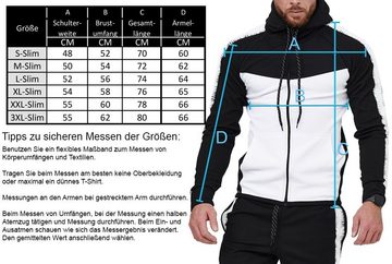 L.gonline Freizeitanzug Herren Jogging-ANZUG, mit Bündchen und Tunnelzug, Trainingsanzug (Kapuzenjacke mit Reißverschluss, Hose, 2-tlg), Fitness Freizeit Casual