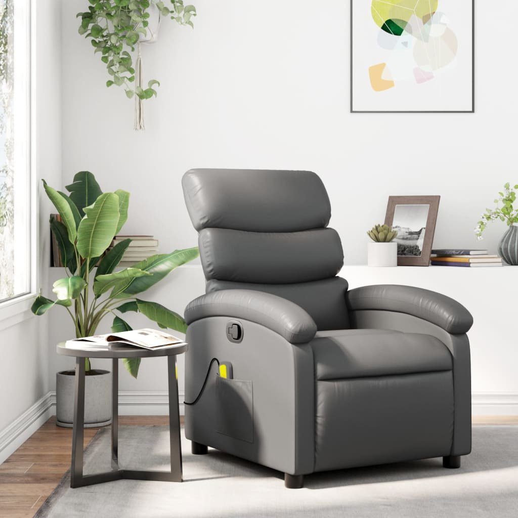 vidaXL Sessel Massagesessel Grau Kunstleder (1-St) günstig online kaufen