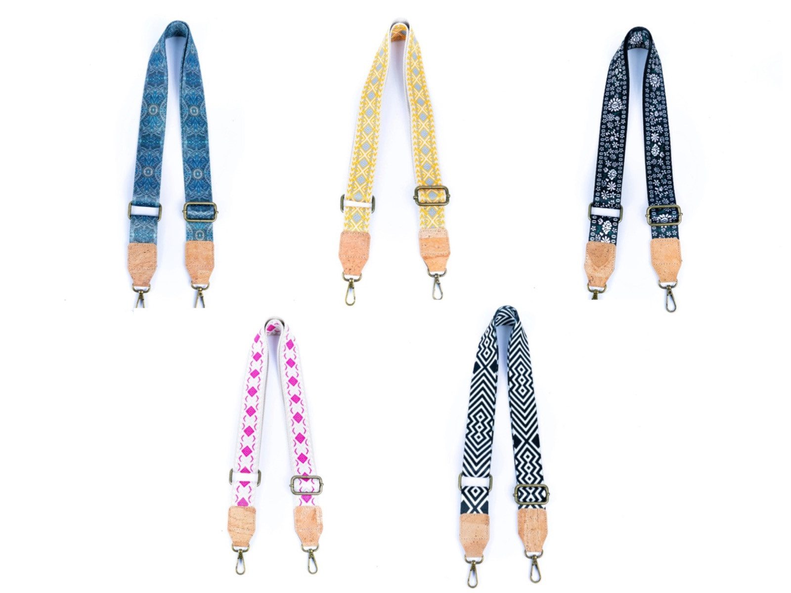 LK Trend & Style Schulterriemen Taschenriemen mit Korkverstärkung und antiken Bronzebeschlägen (Wechselgurt für Ihre Tasche) Baumwolle und Kork
