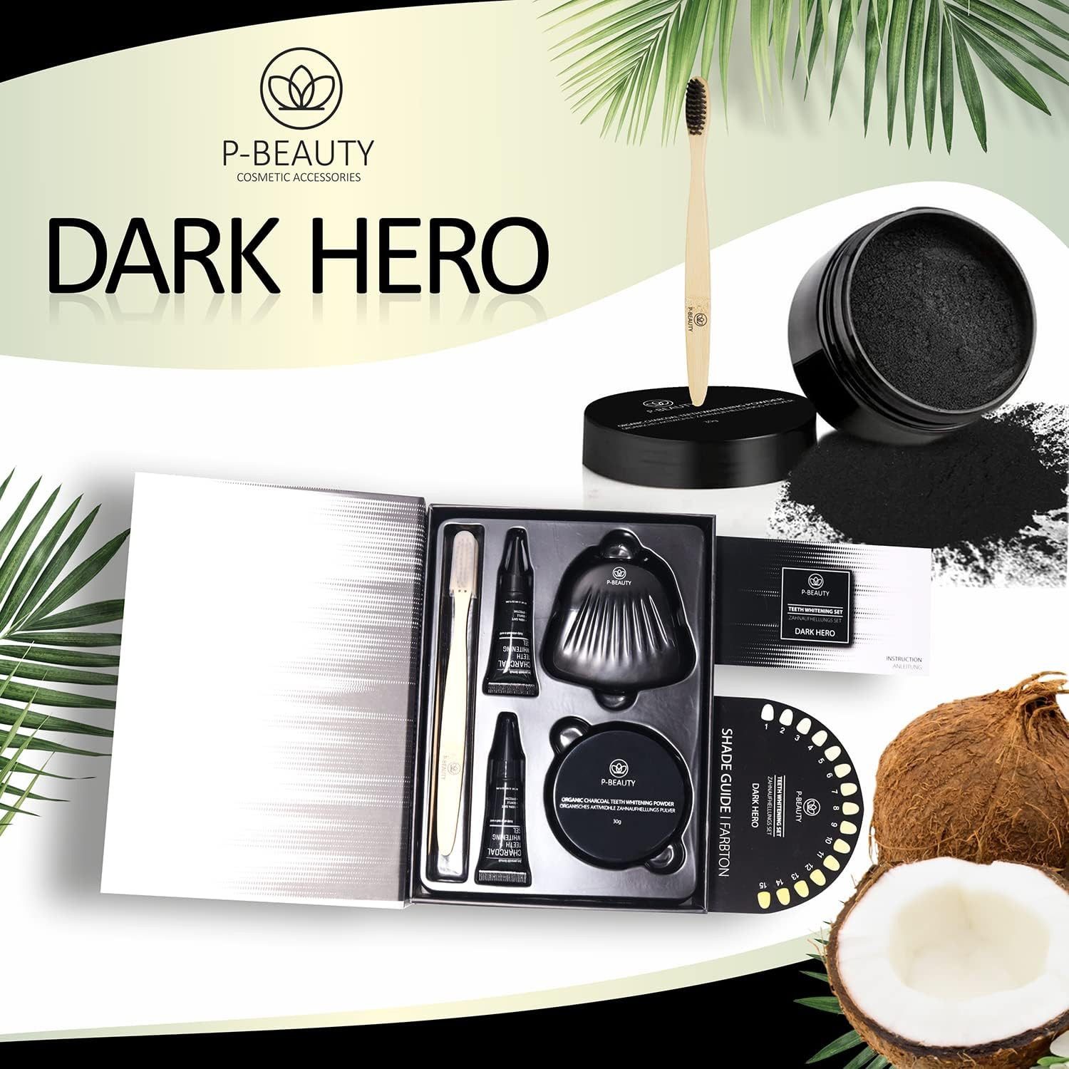 P-Beauty Cosmetic Accessories Zahnbleaching-Kit Zahnaufhellung Set weiße Zähne Teeth Whitening mit Aktivkohle