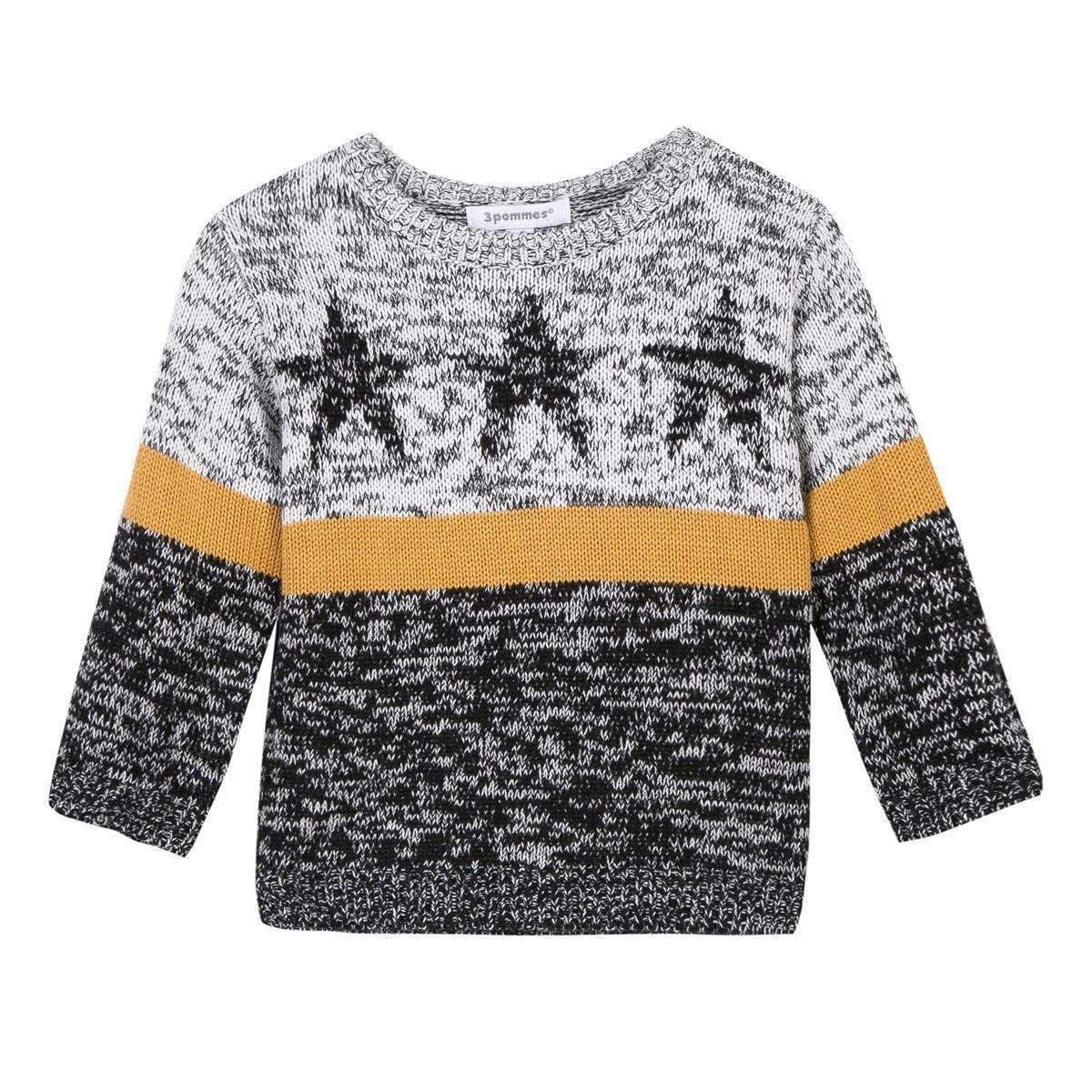 3 Pommes Strickpullover Pullover Strickpullover 3 Pommes Baby Jungen Grau Anthrazit (1-tlg)