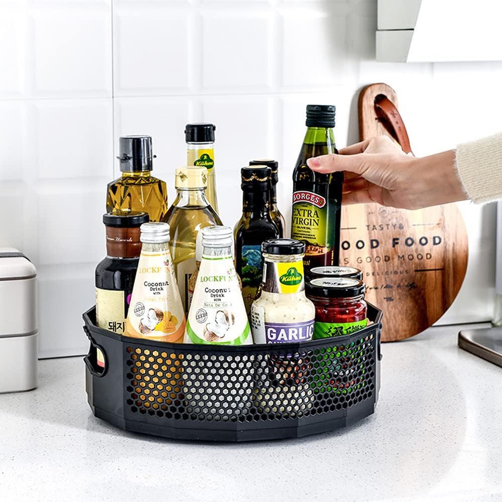 TUWENA Gewürzregal Drehteller Organizer, 2 Stück Lazy Susan Drehbares Gewürzregal Küchen – Bild 5 von 5