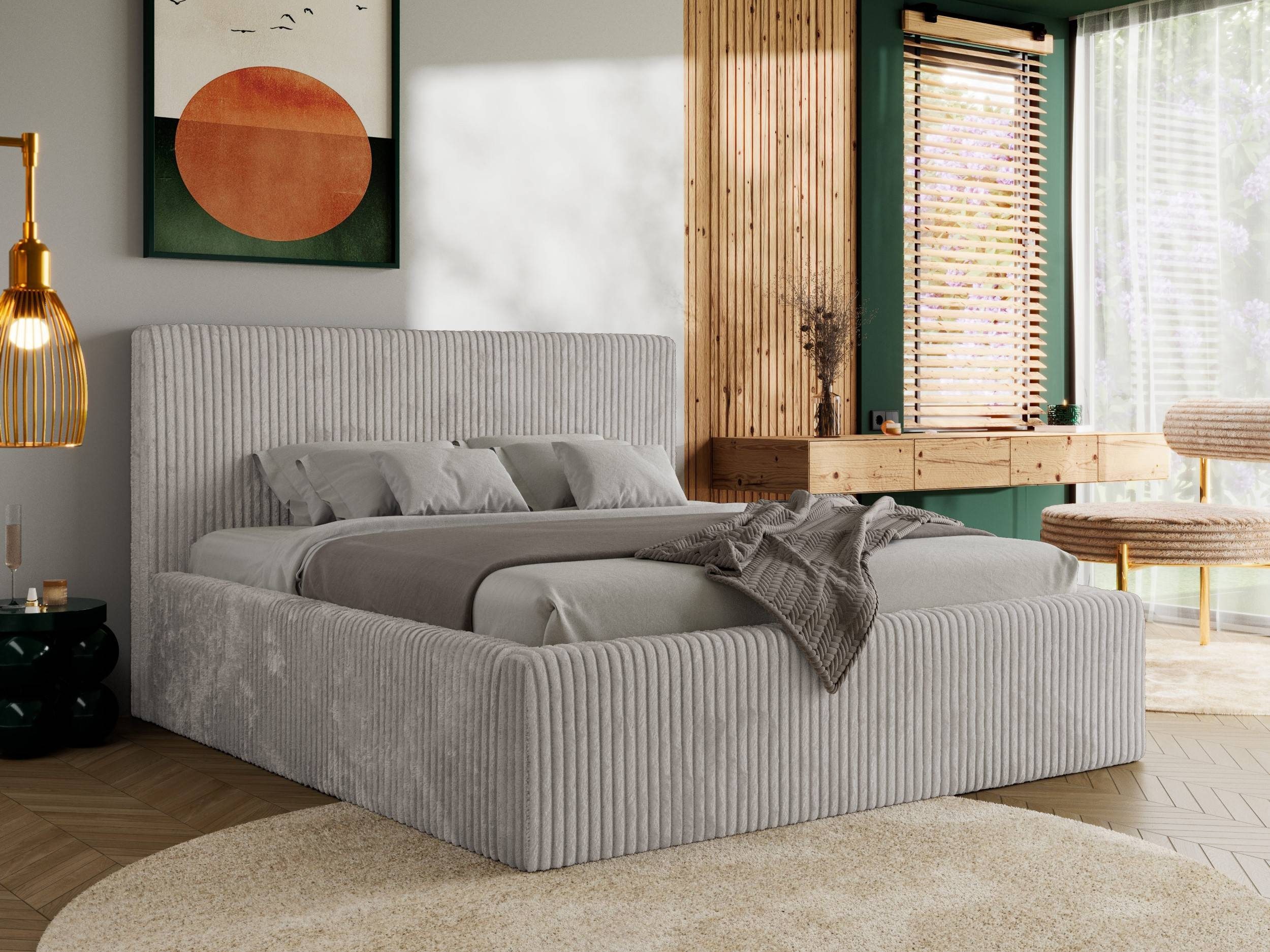 MKS MÖBEL Polsterbett TILIANO CLASSIC (Packung, Set, moderne Bett mit Stauraum, Doppelbett mit Gepolstertes Kopfteil), Cord Bett, mit/ ohne Matratzen, Lattenrost