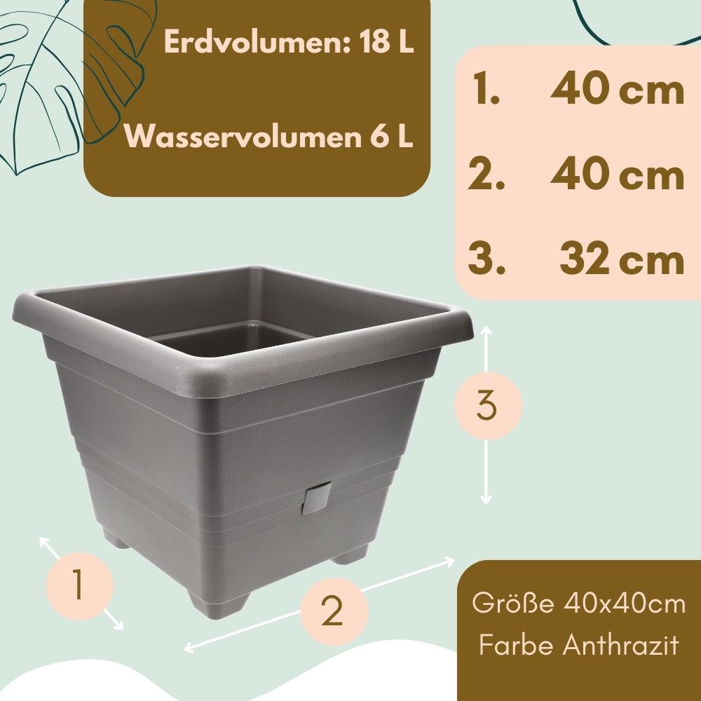 GarPet Кашпо Кашпо Rechteckig Groß Blumenkübel Pflanztopf Pflanzkasten