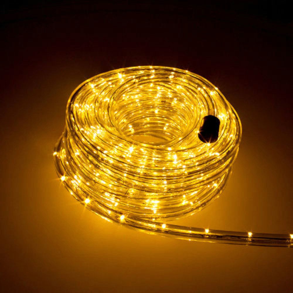 Trade-Shop LED-Lichterschlauch für Drinnen/Draußen Weihnachten Party Deko Dekoration - Warmweiß 5m, Länge des Stromkabels: ca. 40cm / Set mit Endkappe und Montageclips