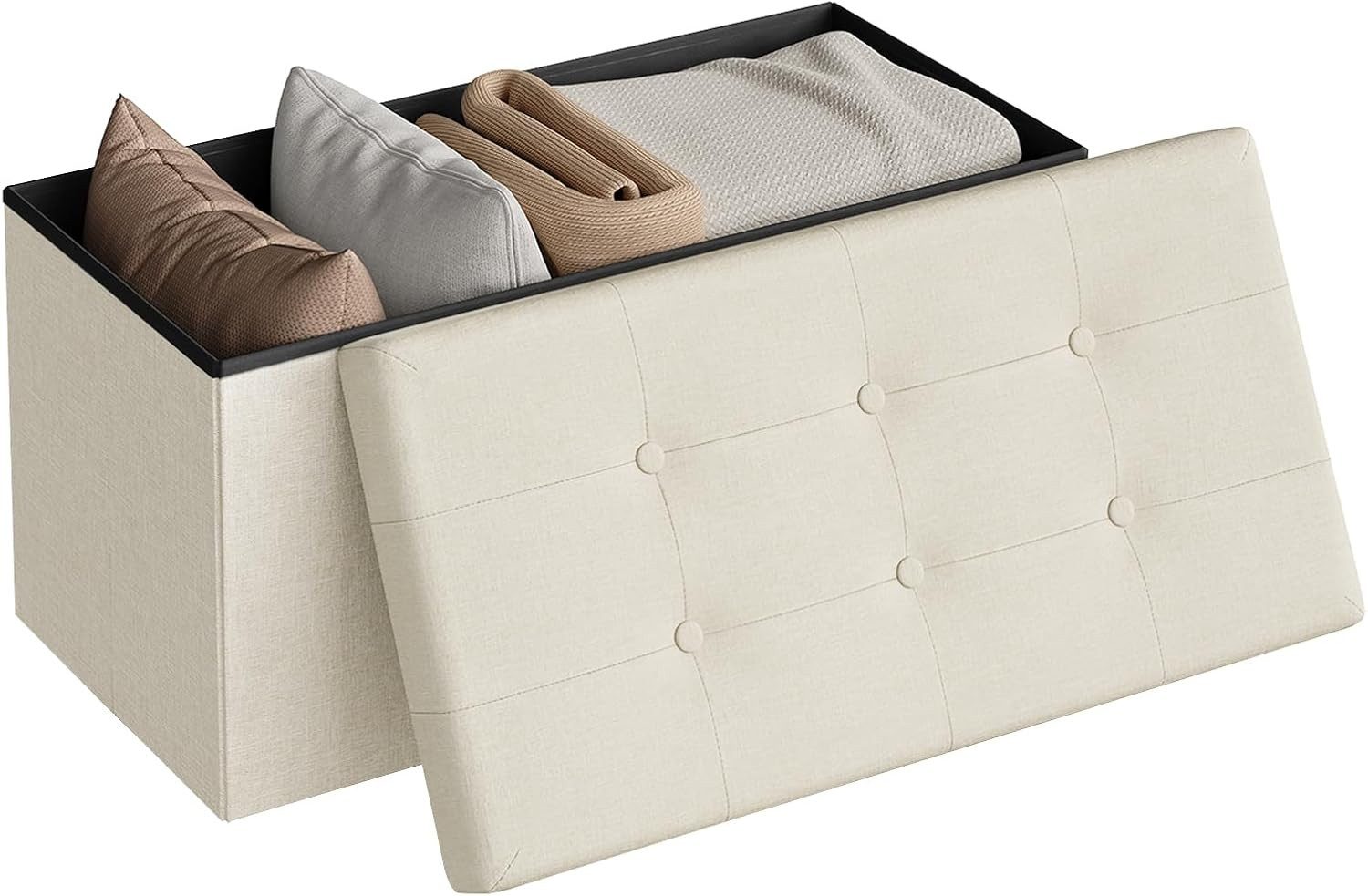 Woltu Sitzhocker (1 St), mit Stauraum Gepolsterte Sitzfläche aus Leinen, fa günstig online kaufen