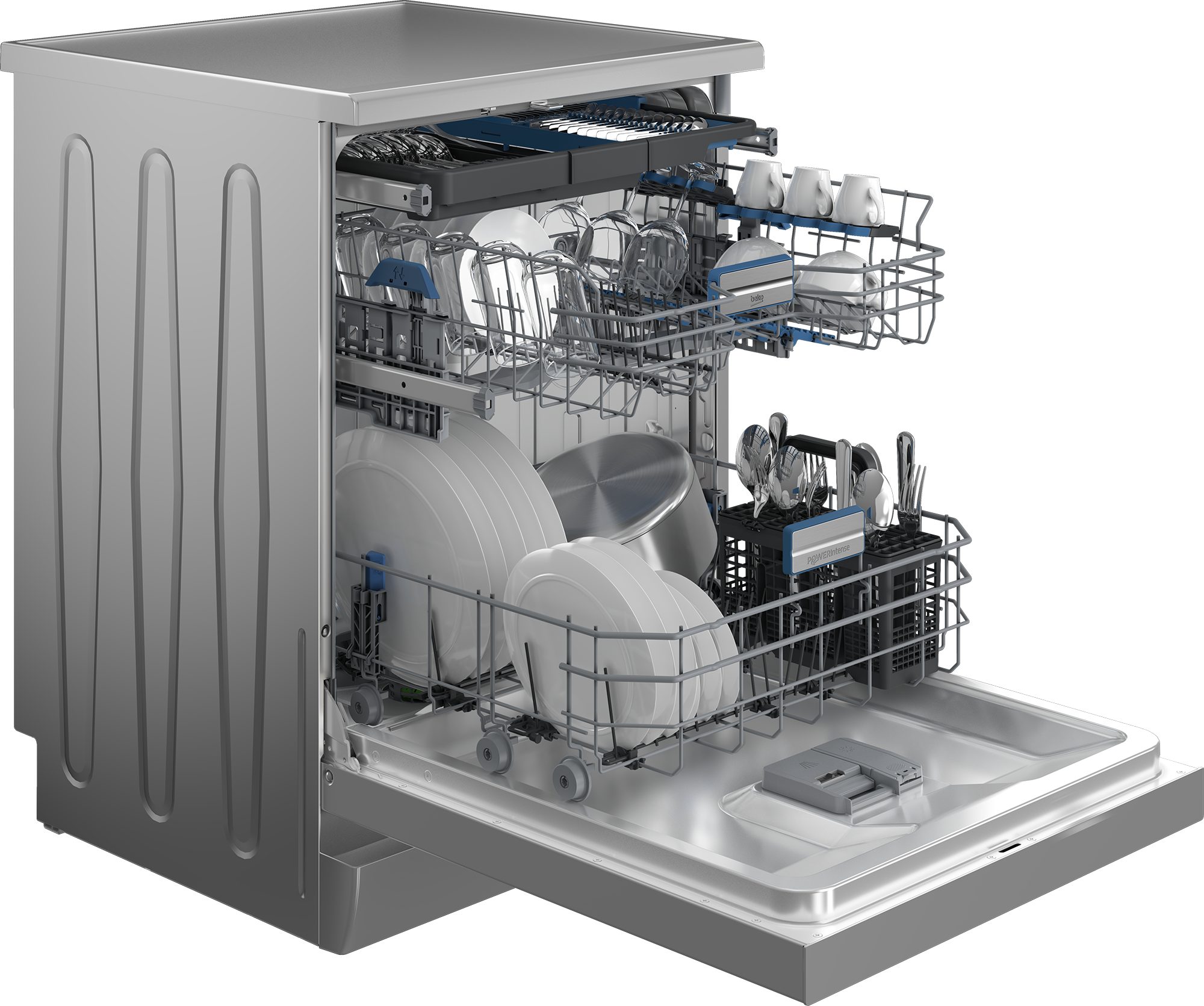 BEKO Standgeschirrspüler BDFN36550XP, 8,9 l, 15 Maßgedecke, Doppelt gut organisiert – inklusive Besteckschublade und Besteckkorb – Bild 3 von 5
