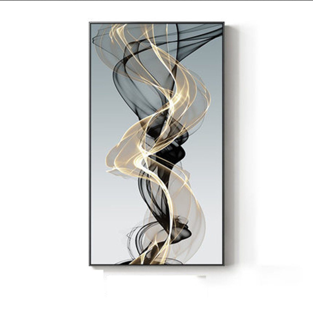 TPFLiving Kunstdruck (OHNE RAHMEN) Poster - Leinwand - Wandbild, Abstrakte  Linien und Formen - (18 Motive in 11 Größen zur Auswahl), Farben: Weis,  Blau, Grau, Beige, Schwarz- Größe: 60x120cm