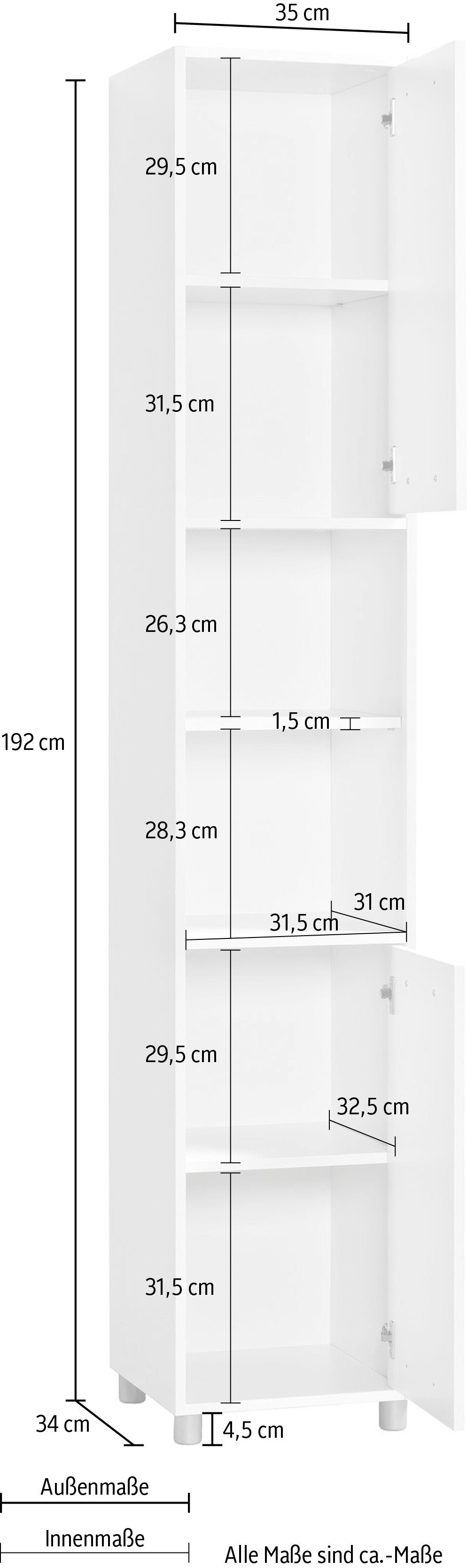 Procontour Hochschrank Betty Breite 35 cm mit 6 Fächer