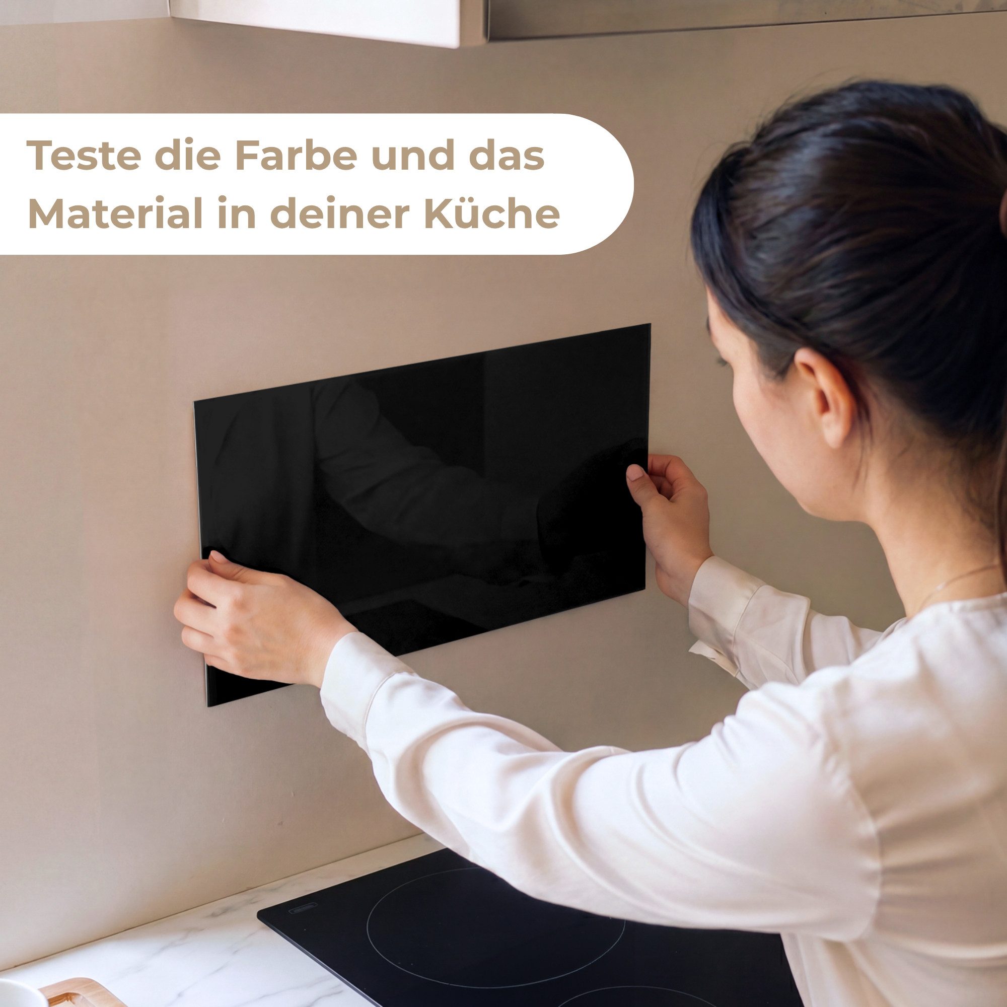 KitchenYeah Küchenrückwand Muster selbstklebend (keine Folie) Schwarz - Einfarbig, (1-tlg), Spritzschutz, Küche, Rückwand, Küchenwand, Küchenfront, 30x20 cm