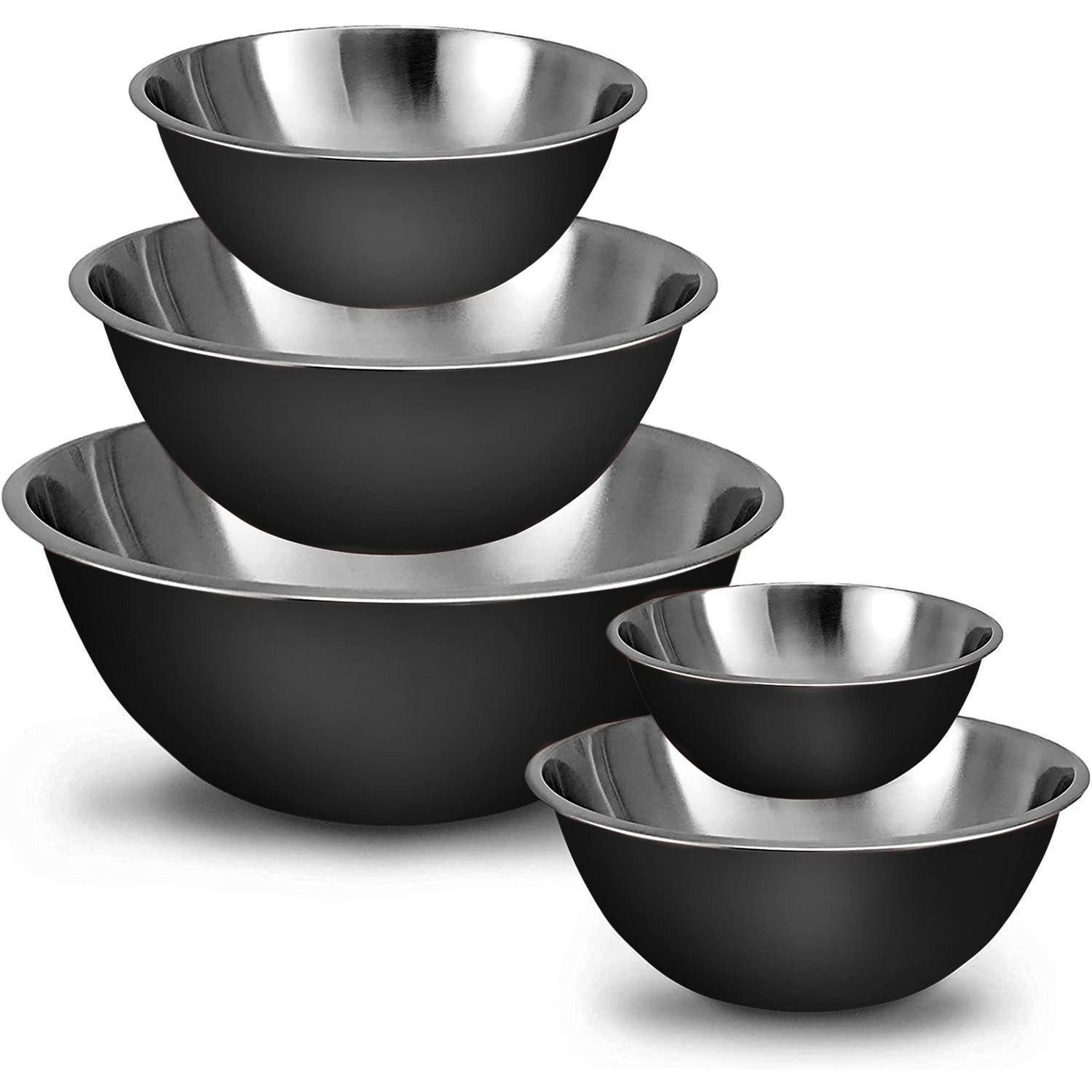 LuxusKollektion Rührschüssel Rührschüssel-Set Edelstahl 5-teilig Schwarz, Metall