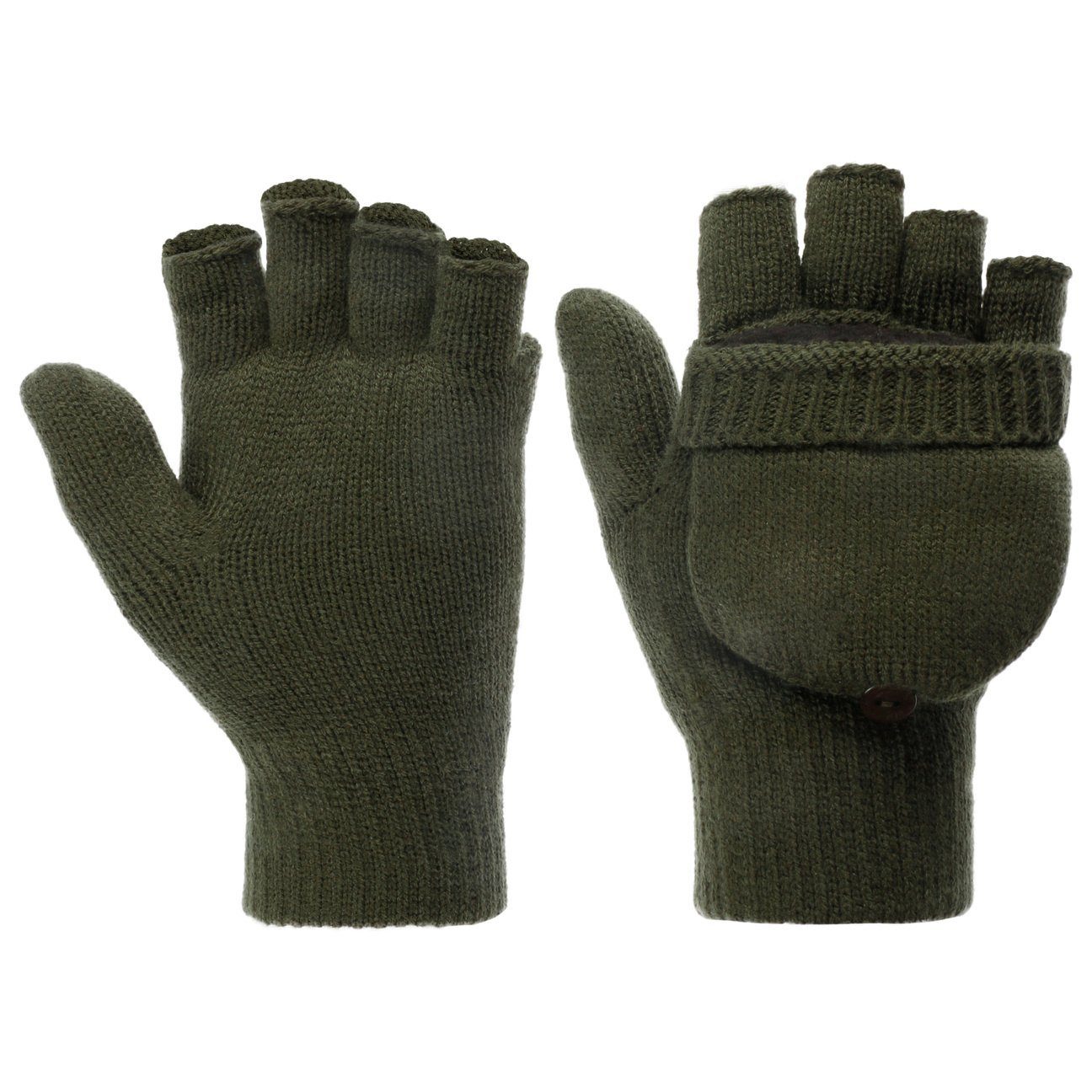 Lipodo Strickhandschuhe fingerlose Handschuhe mit Futter oliv