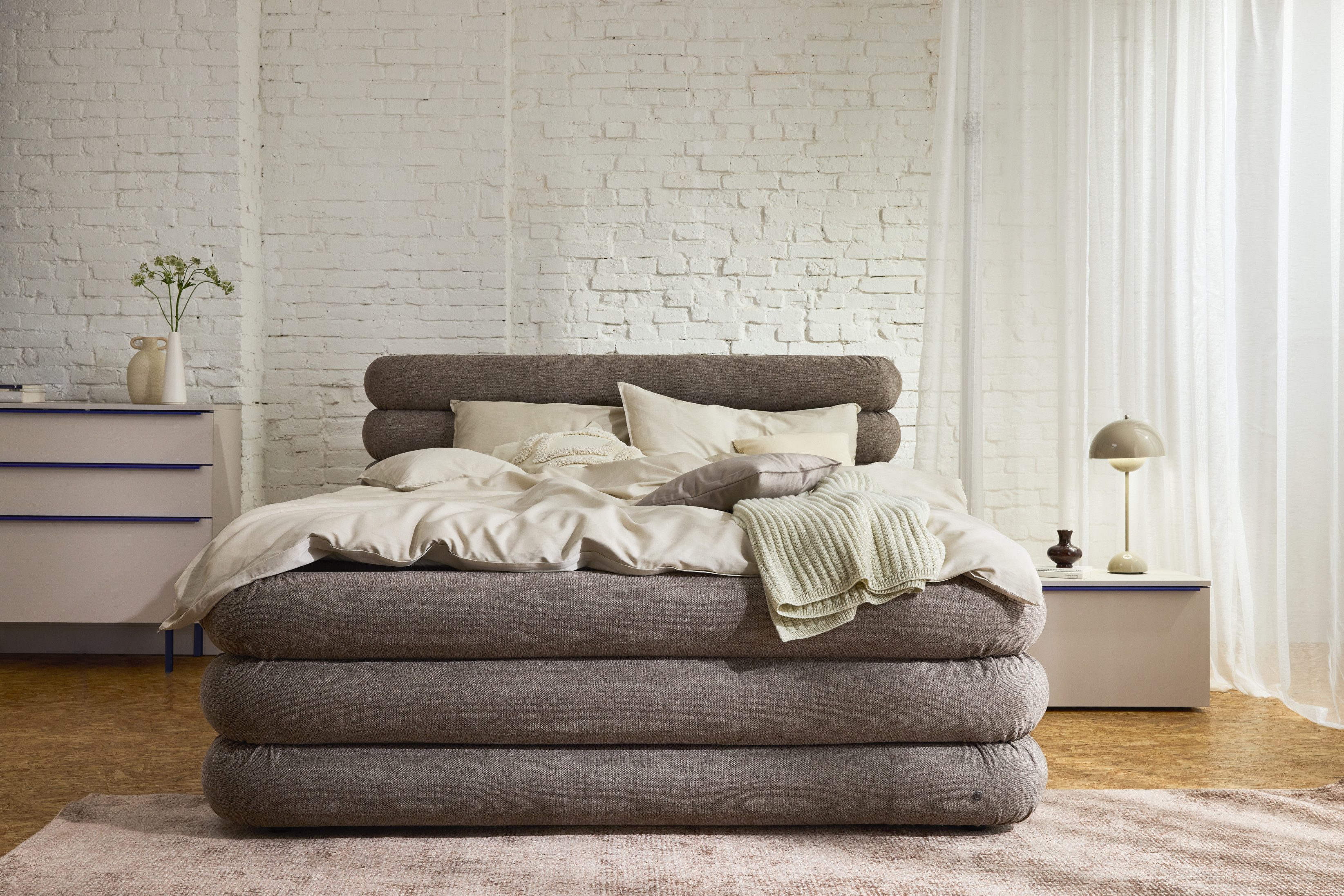 TOM TAILOR HOME Boxspringbett TUBE BOX BED – besonderes Boxspringbett mit umlaufender Röhrenoptik, optional mit seitlich zu öffnendem Stauraum